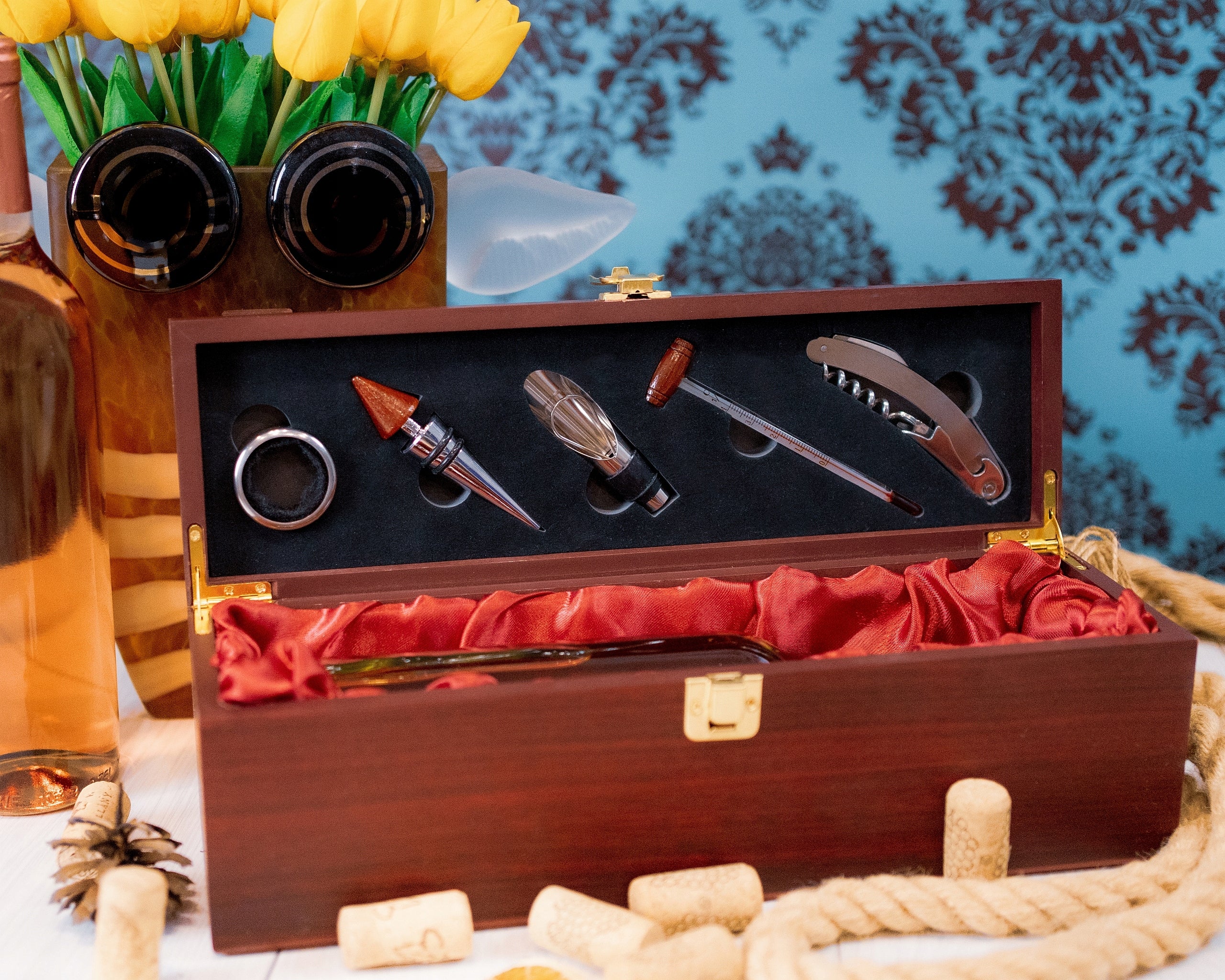 Wine Set Wine Box with Accessories Tribune OPENER FOR CHRISTMAS Manufacturer Blue Collection