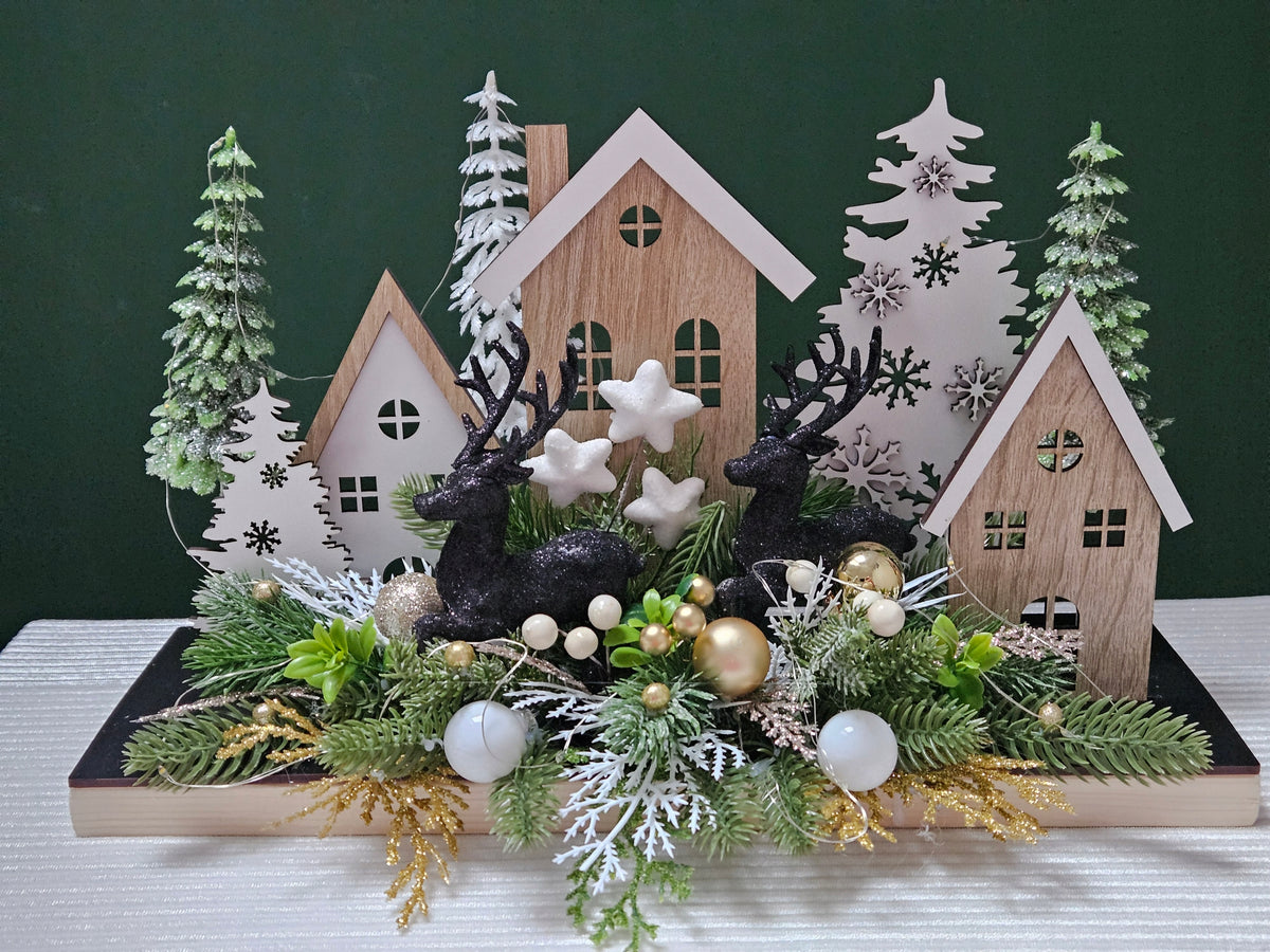 Winter Christmas Reed Christmas Town Christmas Trees LED Cottages Manufacturer code 209