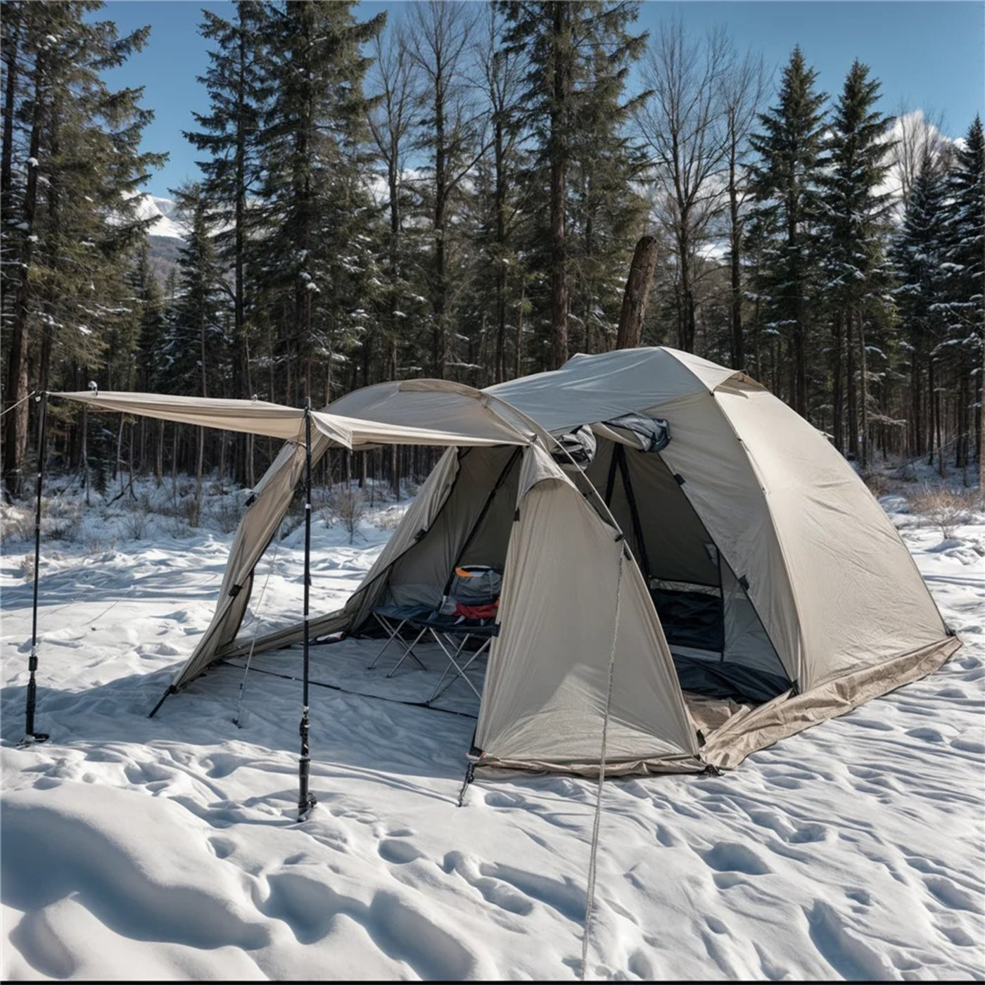 Winter Tent 2-Person with Stove Exit Hot Tent 4-Season Packaging status original