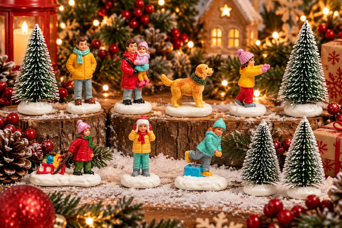 Winter town Christmas village figurines Christmas tree ski sled Manufacturer code 8720987415957