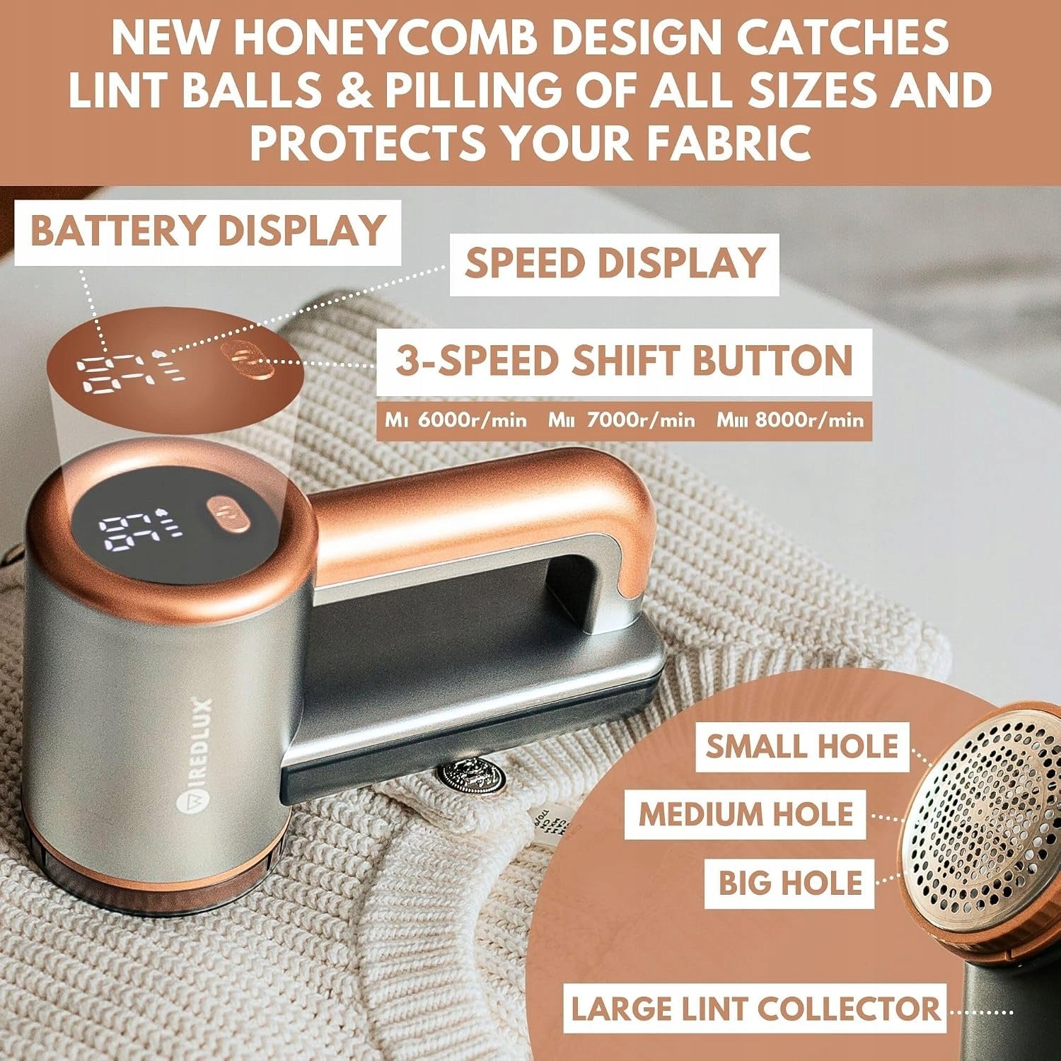 WiredLux USB-C 3 Speeds 6 Blades Copper Furniture Sweater Shaver Brand no brand