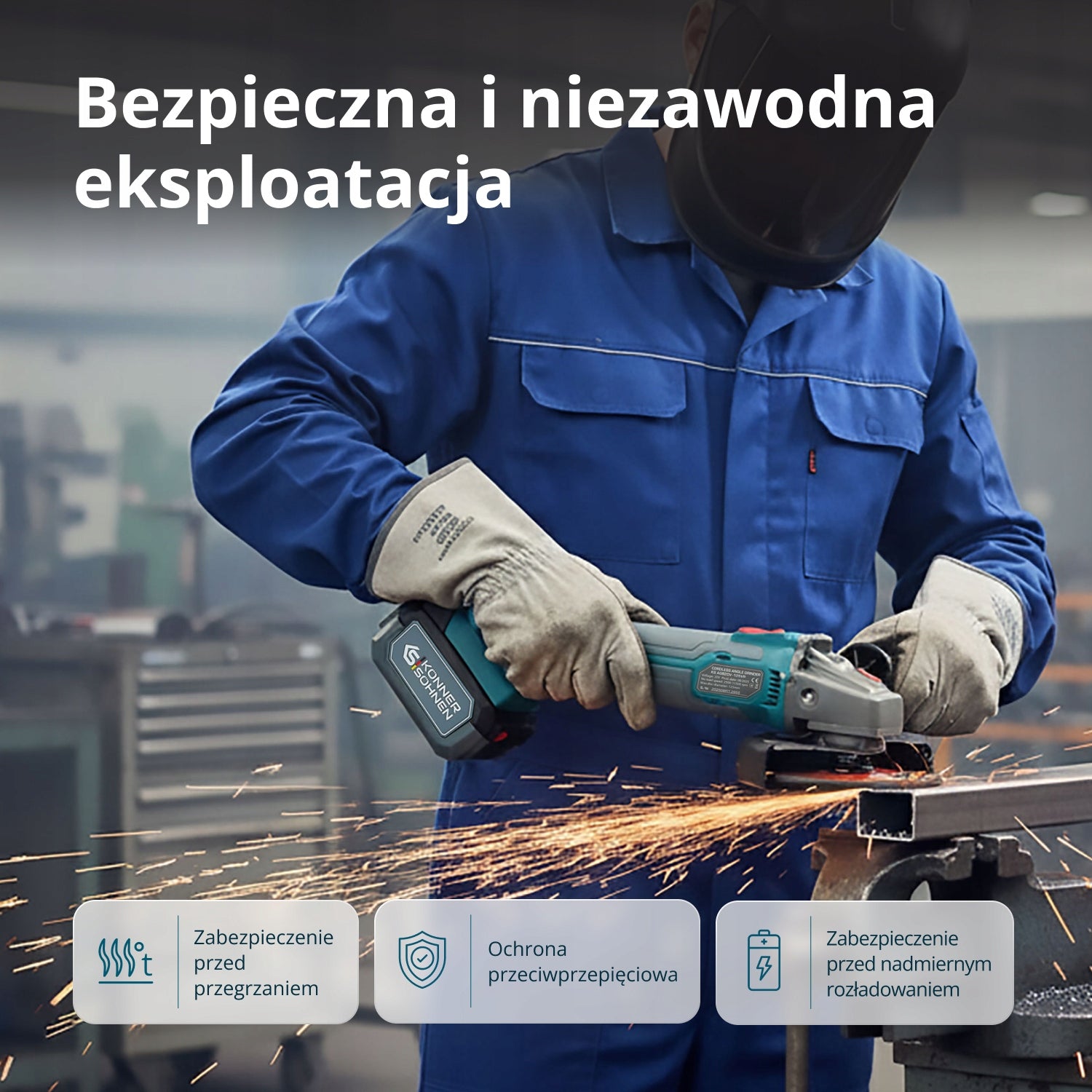 Wireless 3-in-1 Kit - Drill, Angle Grinder and Hammer Drill Manufacturer code KS RHAGD 20V SET 3 PLUS