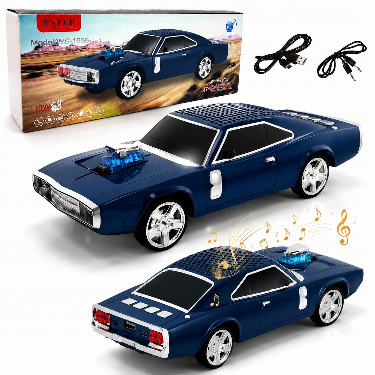 Wireless Bluetooth Car Speaker Classic GRENADE 1968 LED