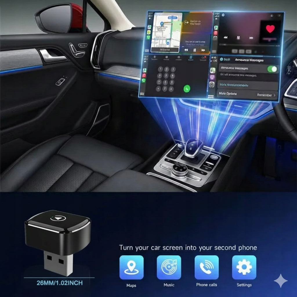 Wireless Car Play Adapter CarPlay iPhone Android Auto Plug&Play Wifi Brand Kopier