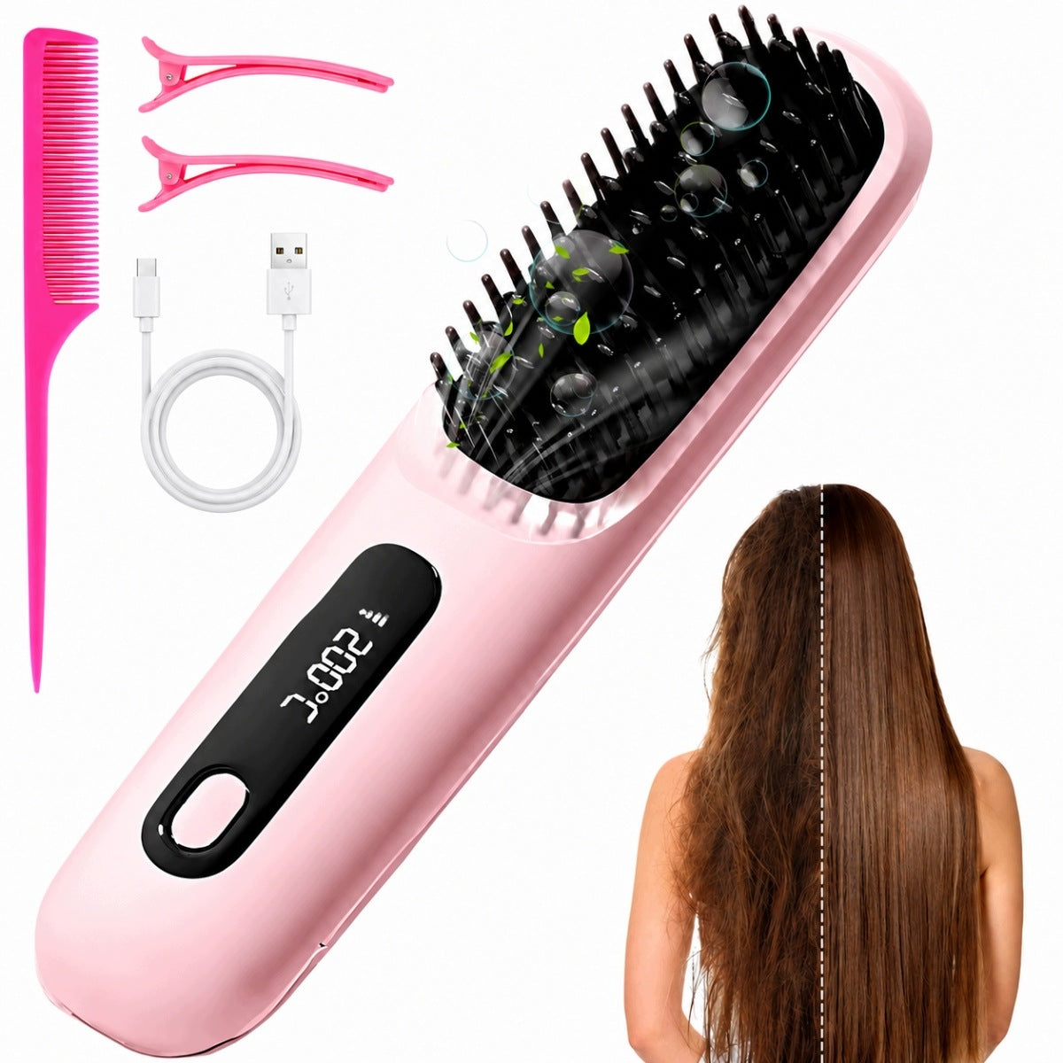 Wireless Hair Straightening Brush for Styling Short Hair Model 6974437446721
