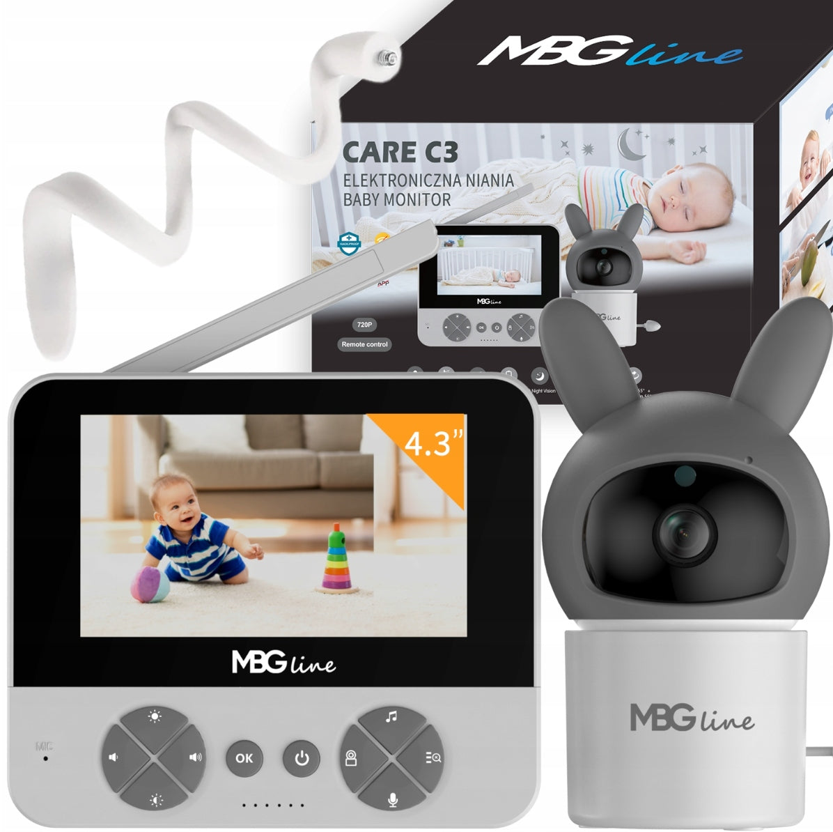 Wireless Rotating Baby Monitor HD Screen 4.3" ZOOM LCD Camera
