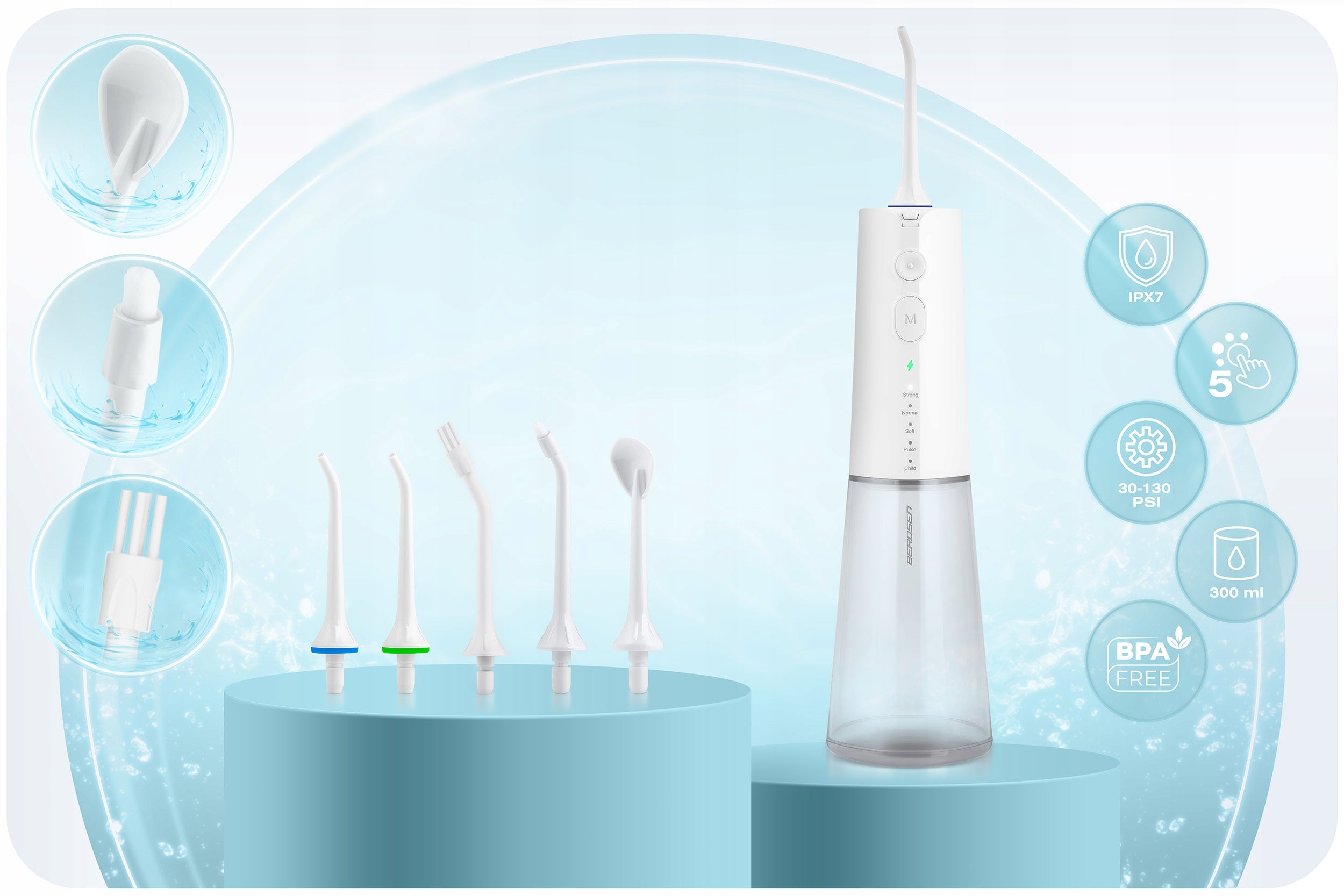 Wireless Tooth Irrigator Dental BERDSEN 5 Modes 5 Tips Medical device no