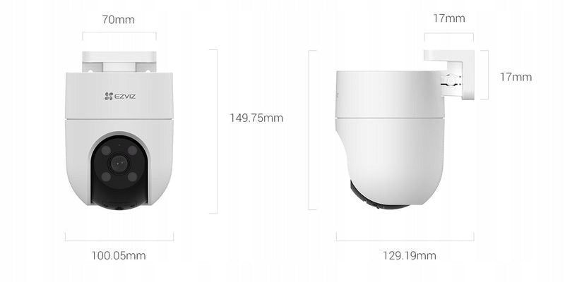 Wireless Wi-Fi camera H8C, 1080p, DOME PT, F4 mm, adjustable, IP65, EZVIZ Product weight with unit packaging 2 kg