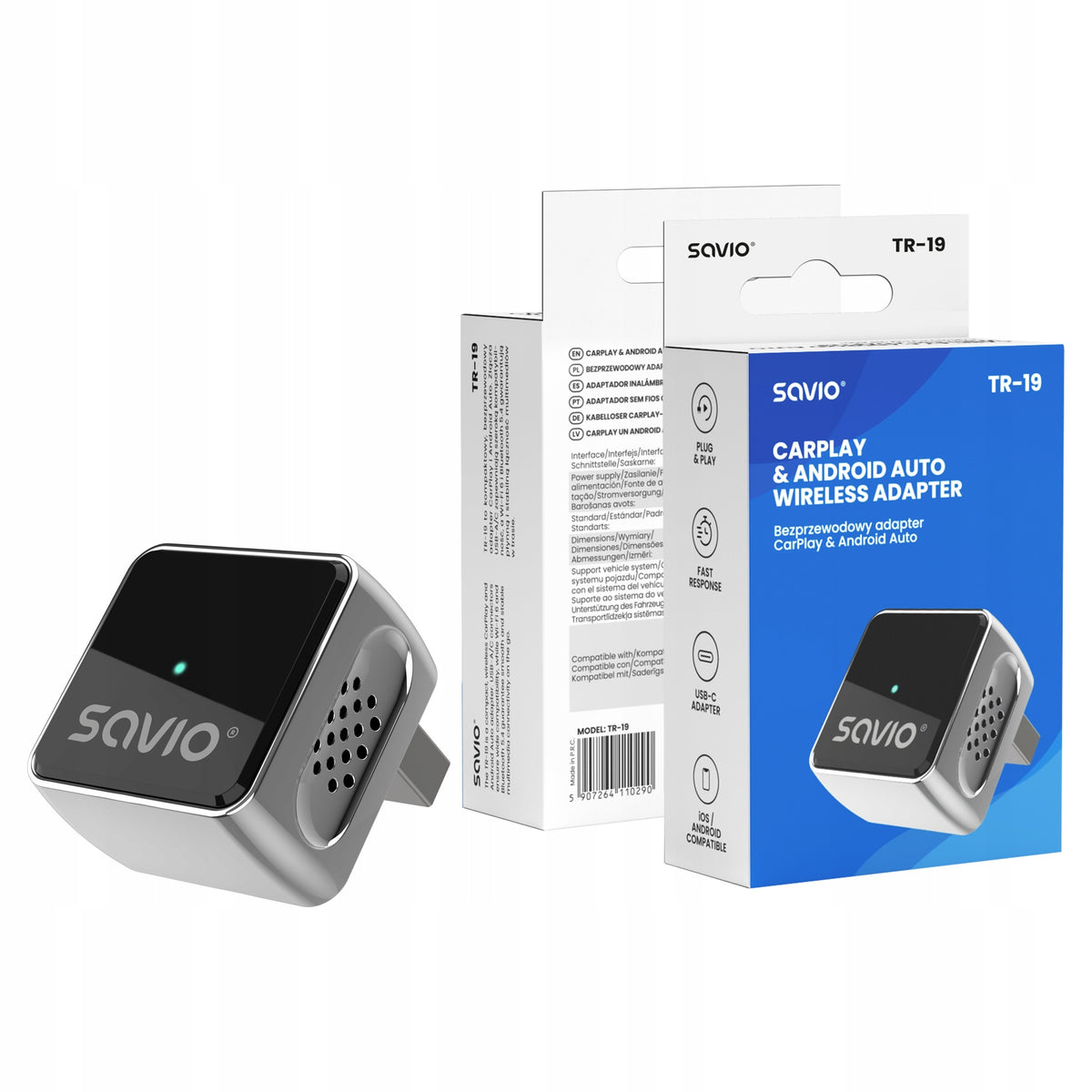 Wireless adapter CarPlay & Android Auto SAVIO TR-19