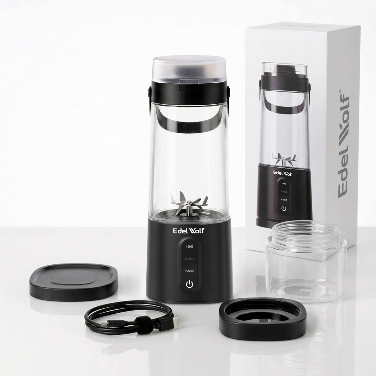 Wireless blender for smoothie cocktails 300W 2x cup EdelWolf Packaging status original