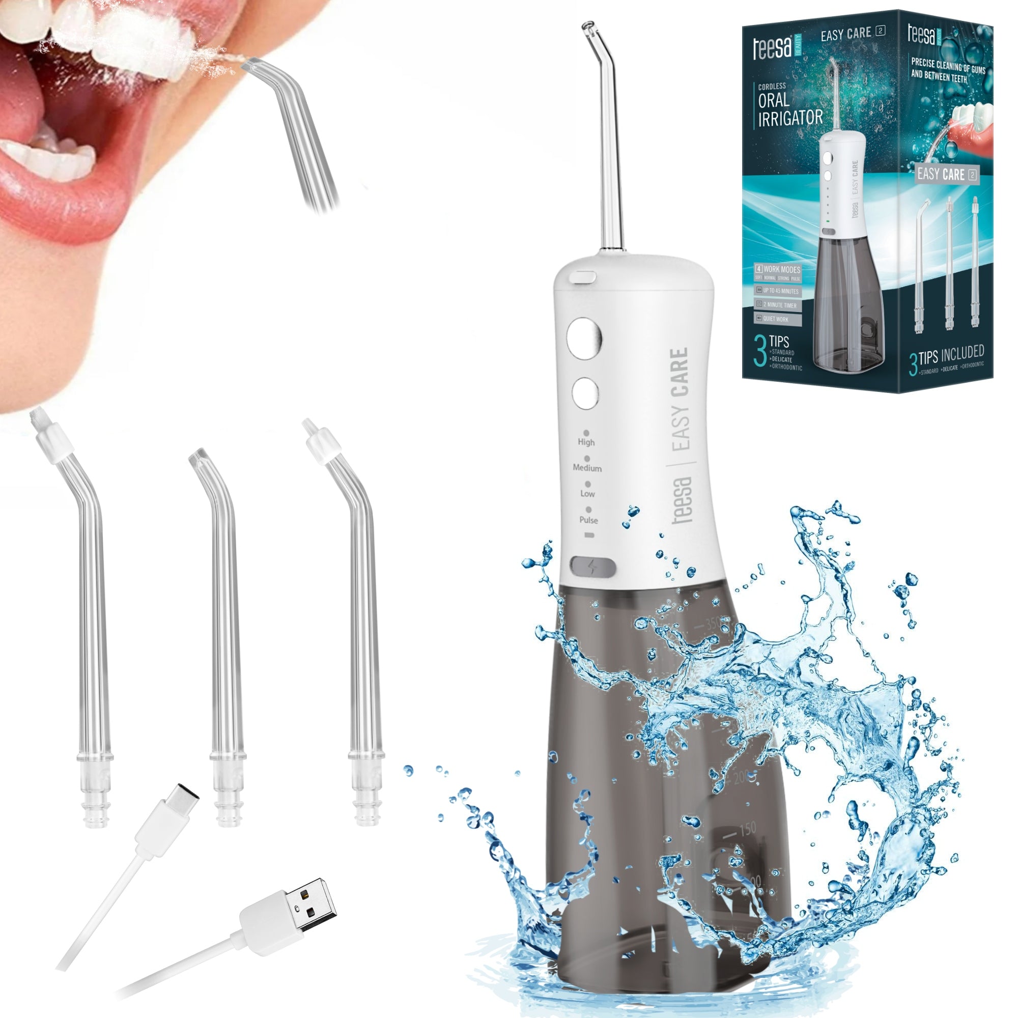 Wireless irrigator TEESA EASY CARE 2 strong 6,89 bar IPX7 3 tips