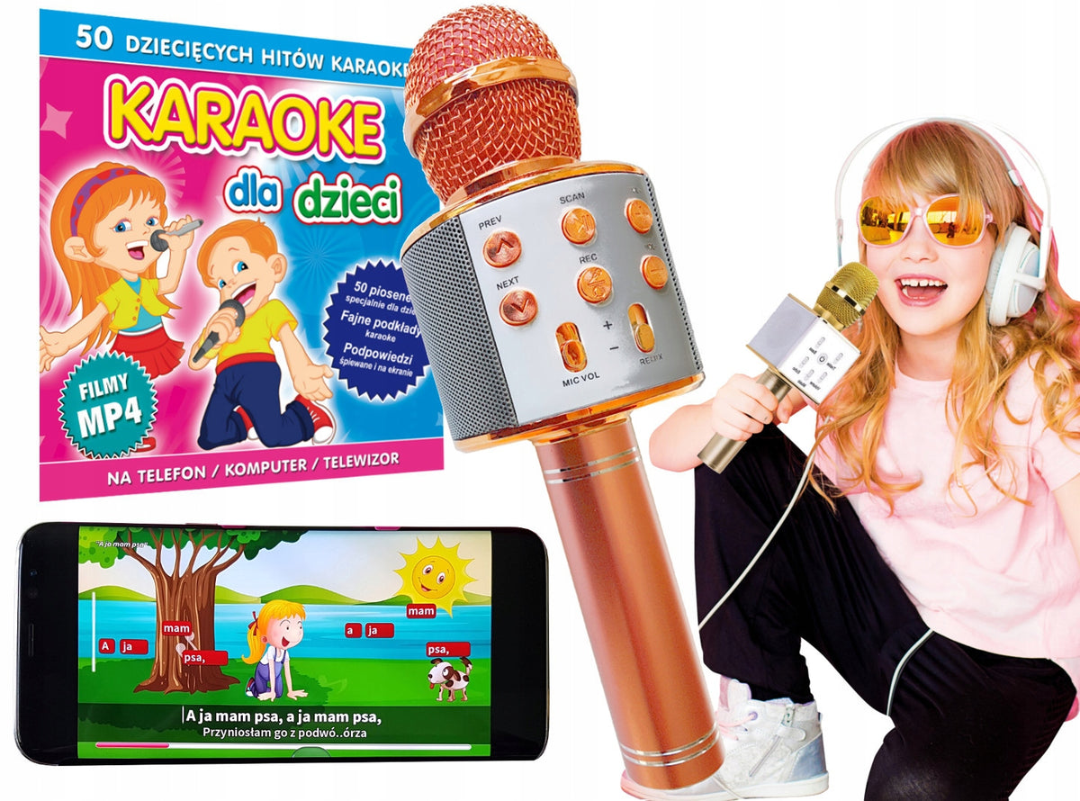 Wireless microphone + 50 Polish songs for children