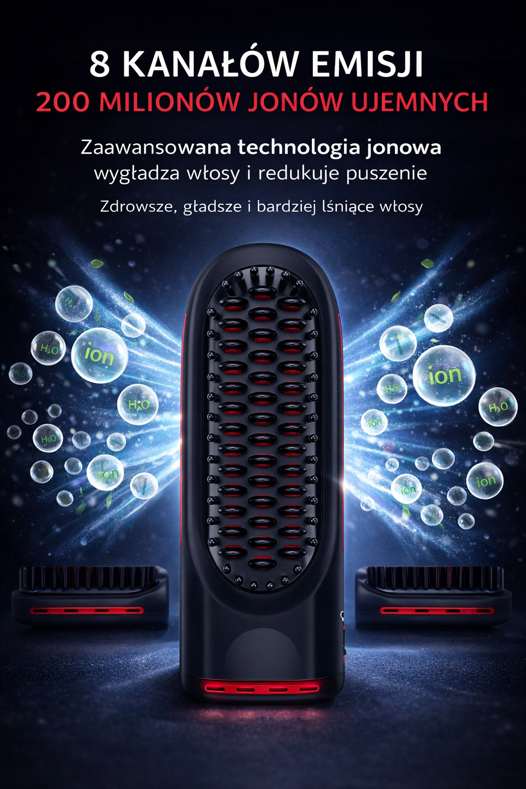 Wireless straightening brush for hair Selvione 230°C ionization USB-C Manufacturer code BHCP-05-B/R