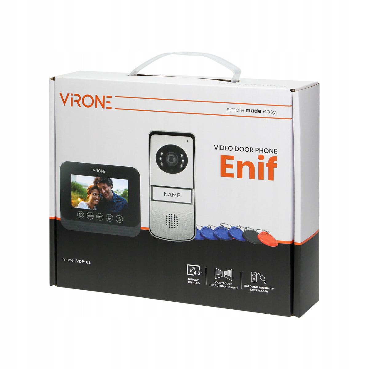 Wireless video intercom system, colour, 4,3" LCD, with scanner Brand Nice