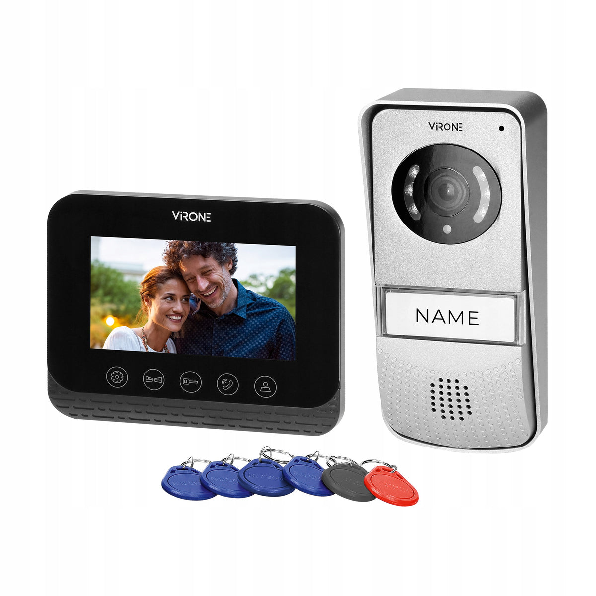 Wireless video intercom system, colour, 4,3" LCD, with scanner