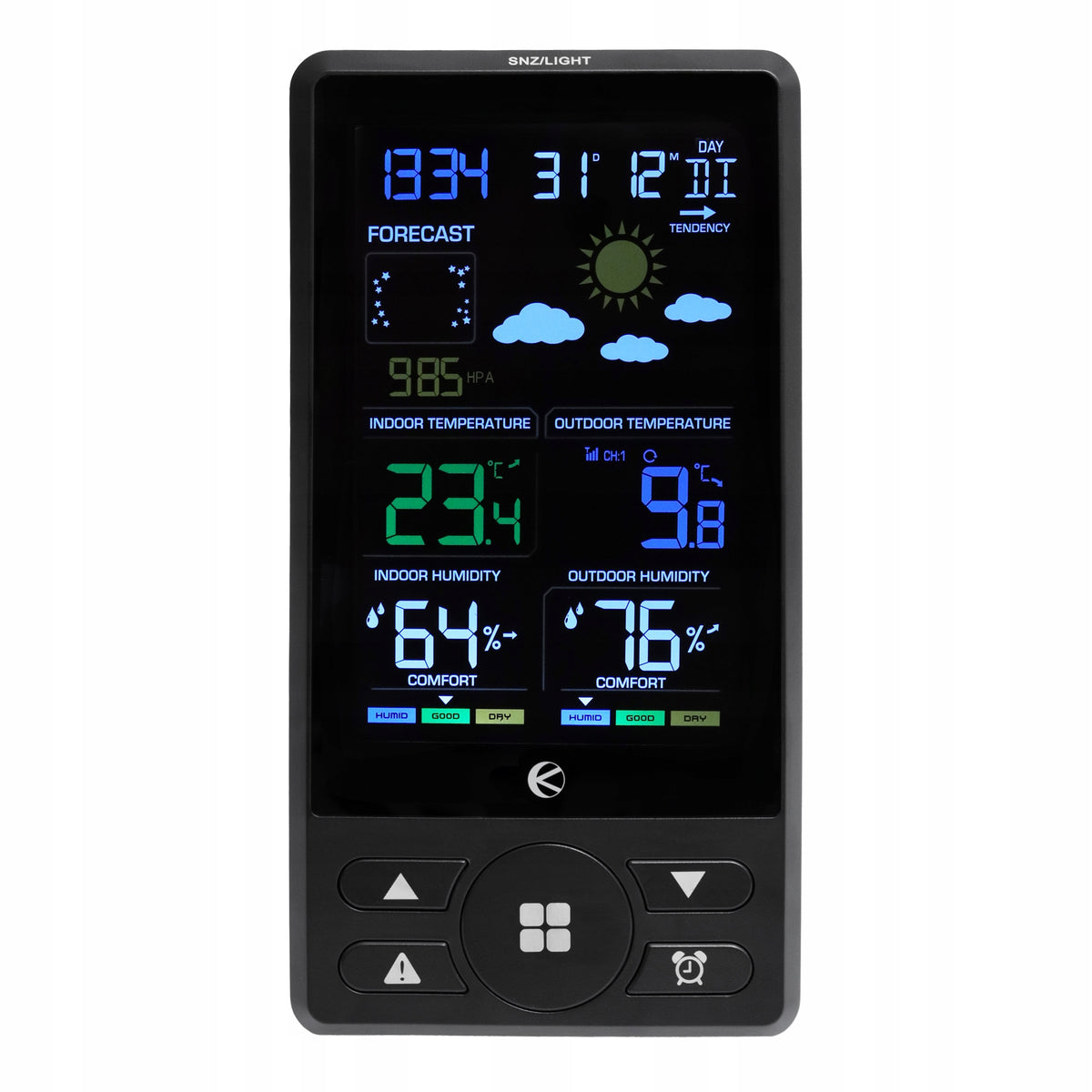 Wireless weather station thermometer barometer clock alarm clock forecast Packaging status original