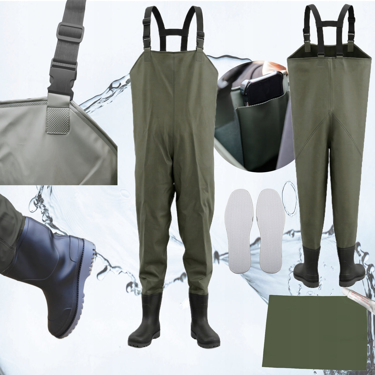 Wodery Fishing Bottoms PVC EU strong, high + Harness + inserts - 40