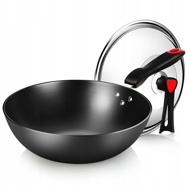 Wok CAST IRON large deep frying pan 30cm COOKER KING induction electric gas