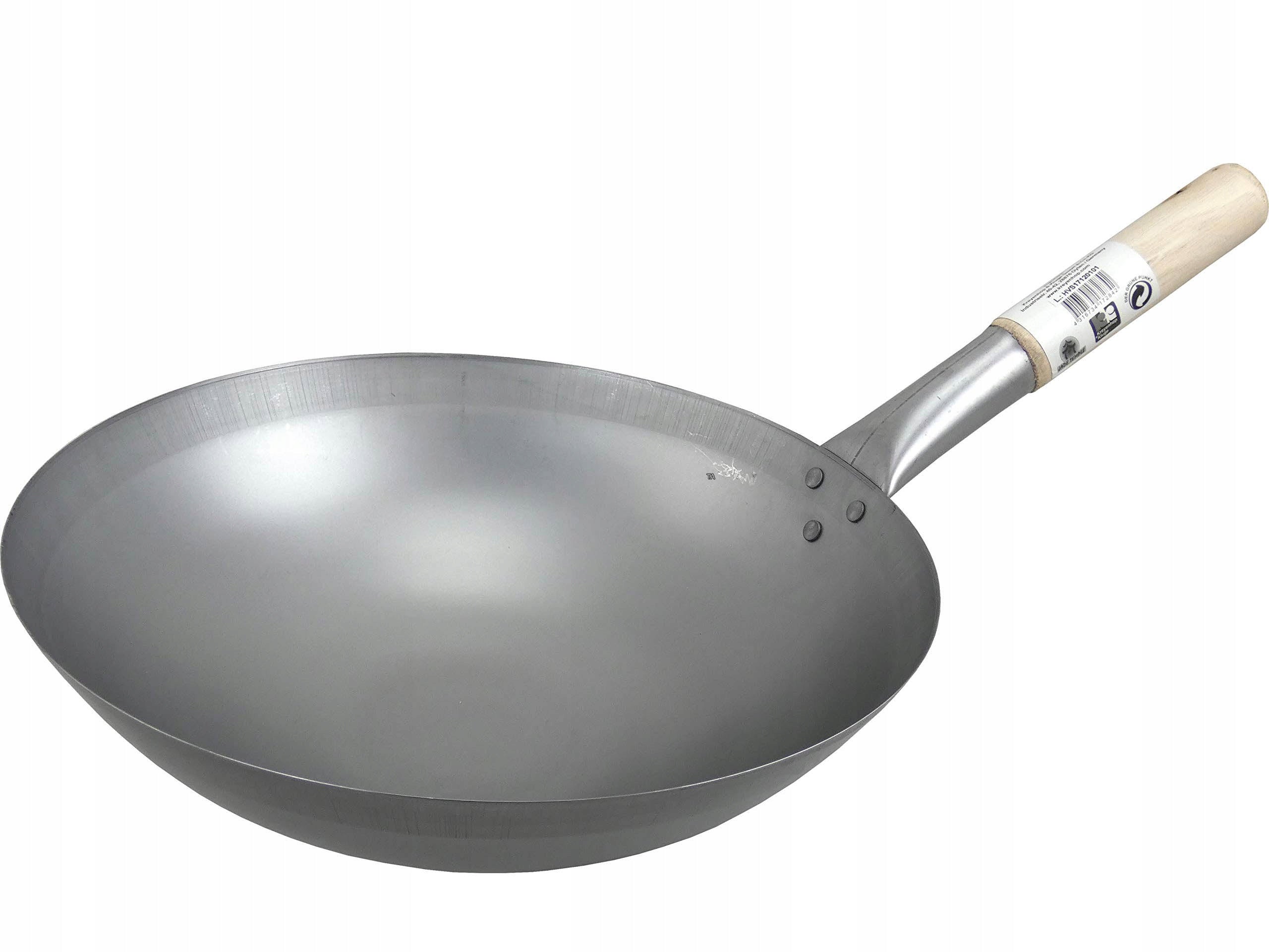 Wok Chinese Pan Chinese Forged Steel Wooden Handle 14" 35cm Brand Cleo Art