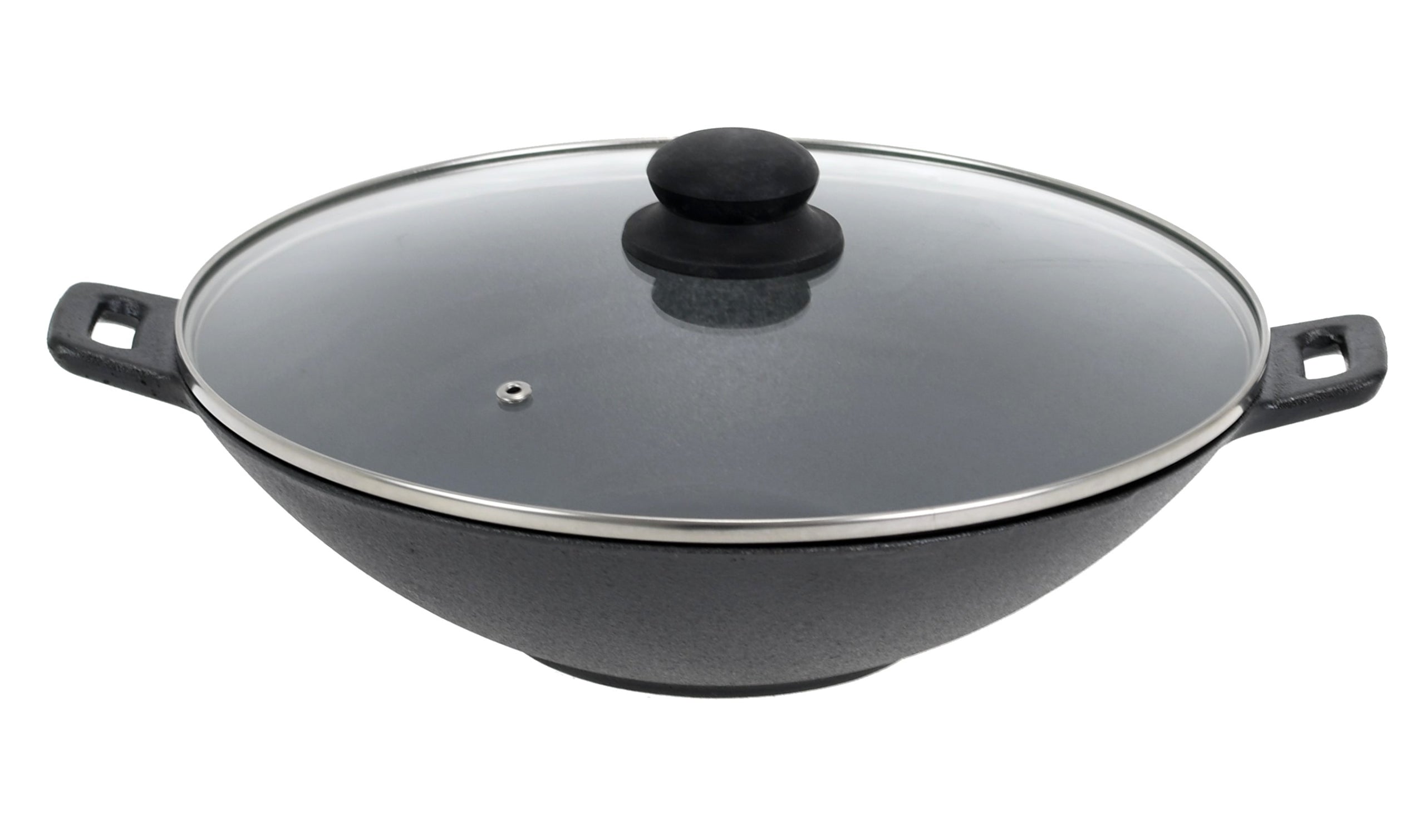 Wok Pan Induction CAST IRON Gas Deep Large For Fire 31cm + LID