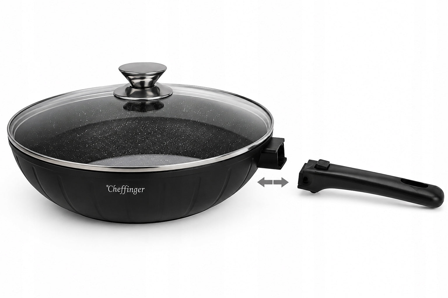 Wok induction pan, gas with lid and handle black 32 cm steel Manufacturer code CF-DW36