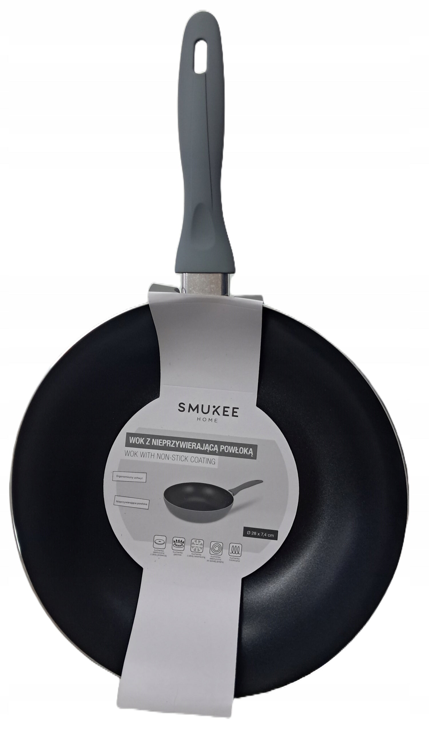 Wok with non-stick coating 28cm grey color