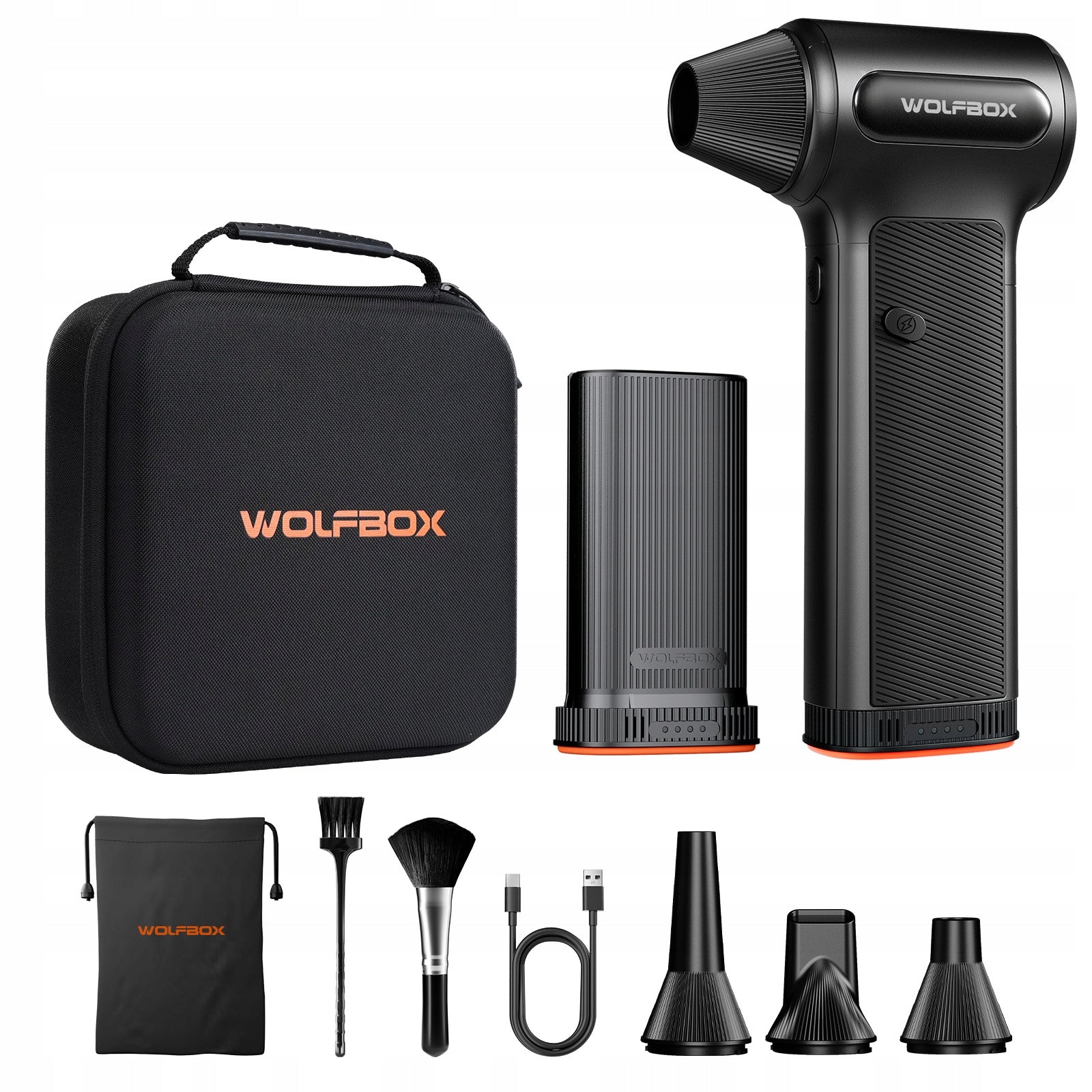 Wolfbox DF200 Dmuchawa do Liści 2xAKU Zestaw z Etui Mocna do Auta i Ogrodu