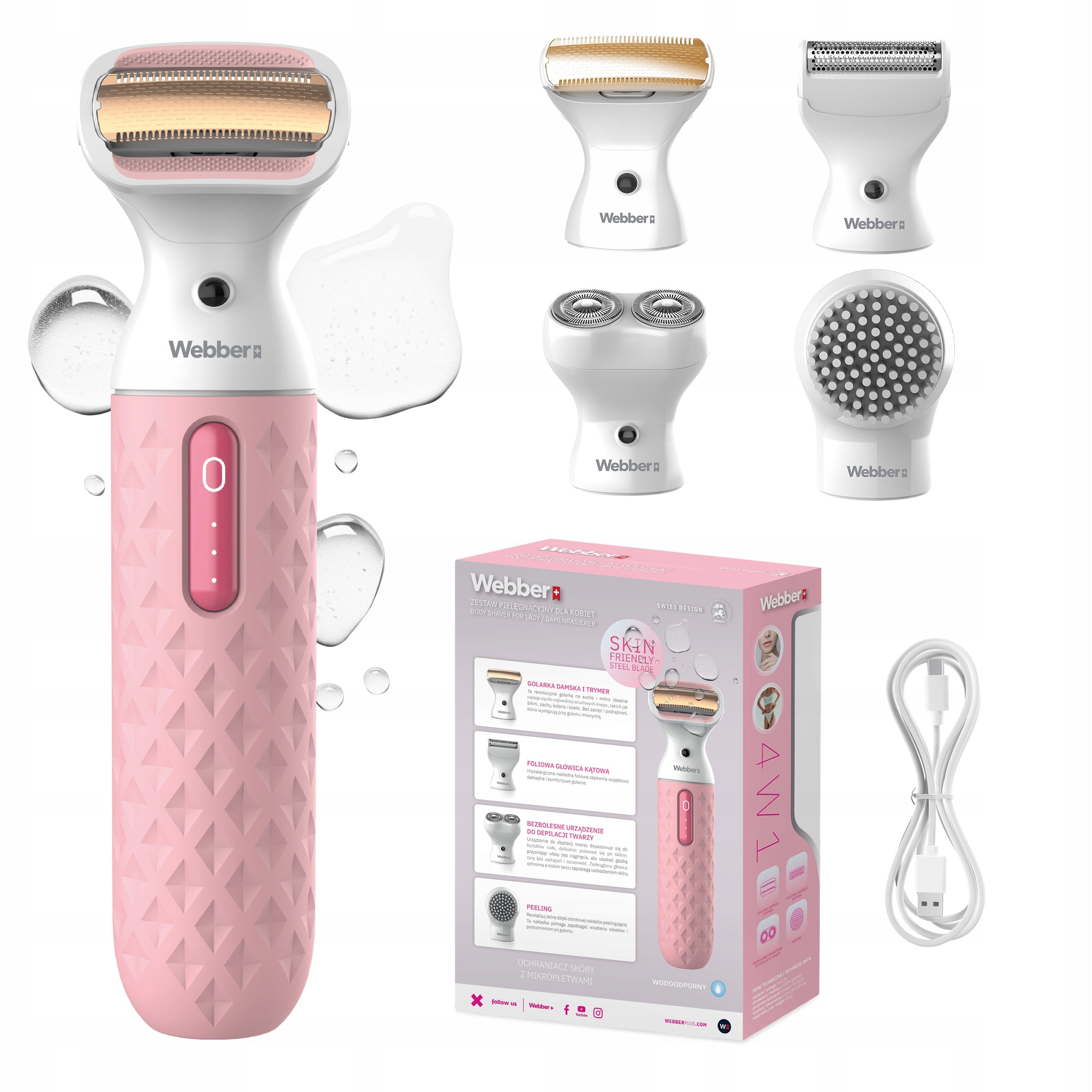 Women's Shaver Webber LG400 Trimmer Epilator Wet&Dry For Face Body 4in1