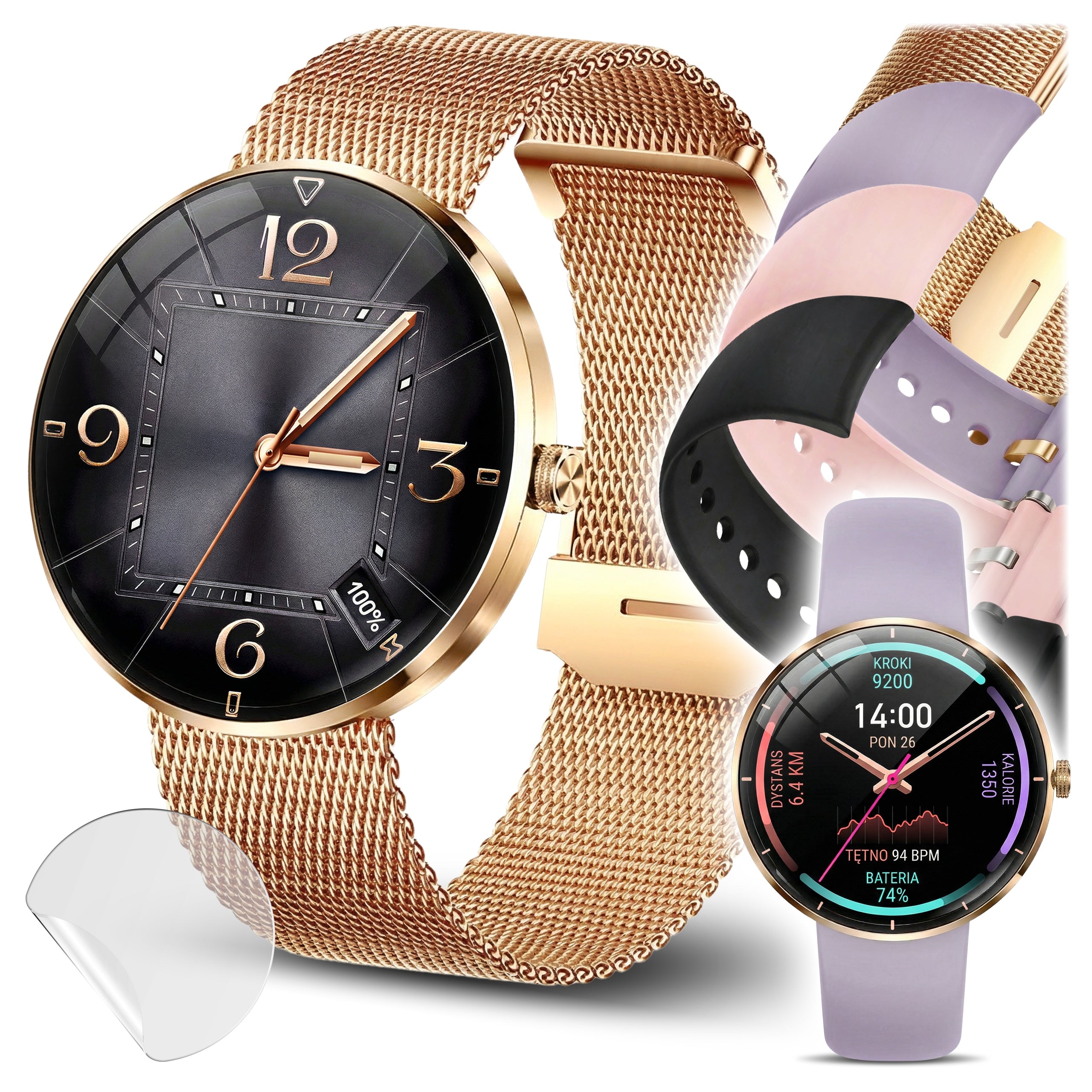 Women's Smartwatch AMOLED Talk Watch 4 Strips Pulse Pressure Menu PL