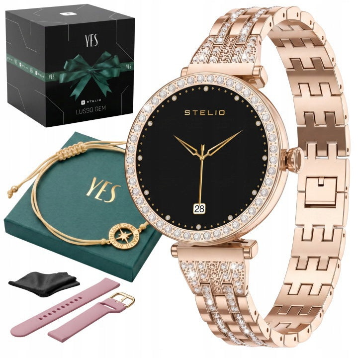 Women's Smartwatch Gold AI AMOLED Conversation Waterproof IP67 +YES Bracelet