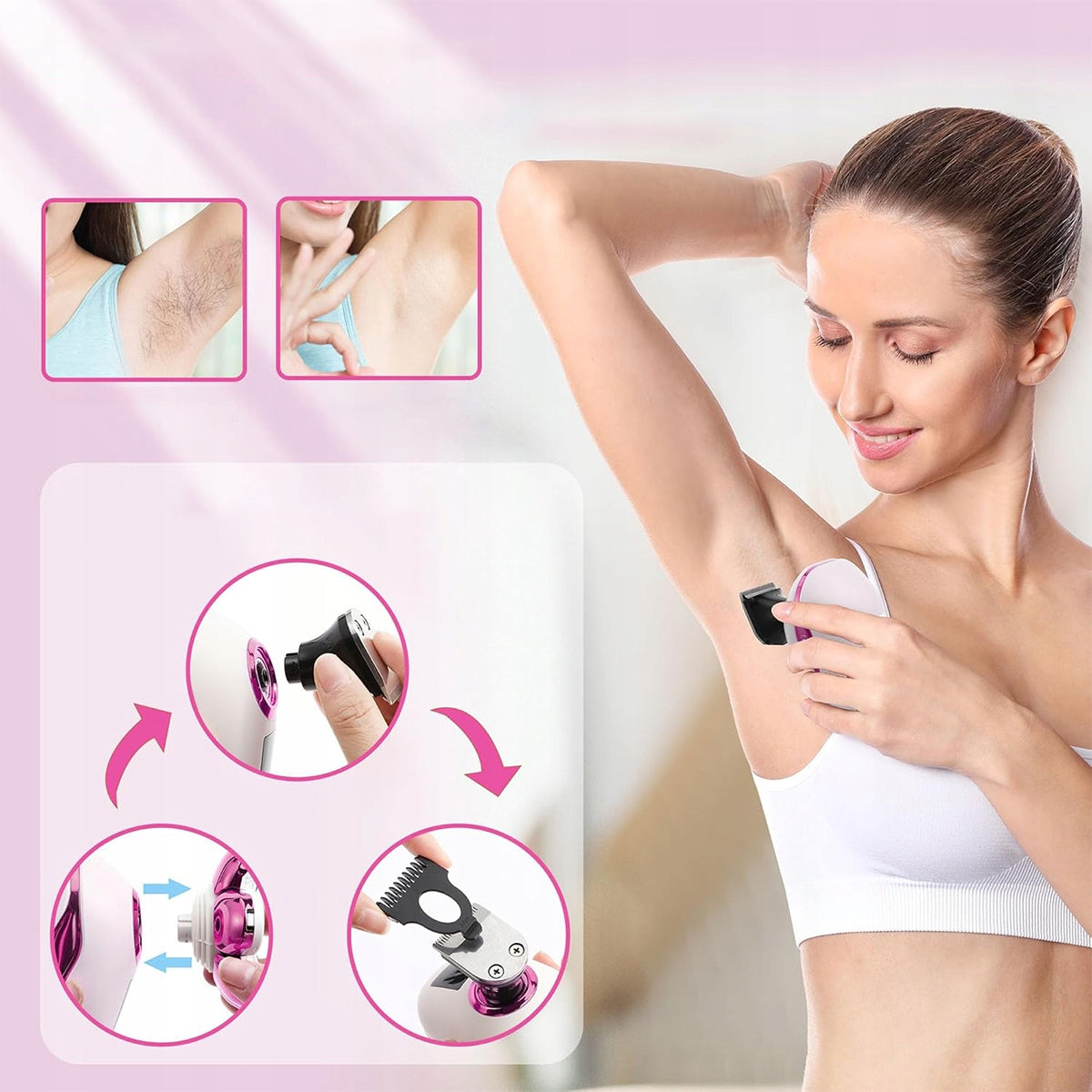 Women's WIRELESS HAIR REMOVER Shaver for Women Body Leg Bikini Armpits Type head