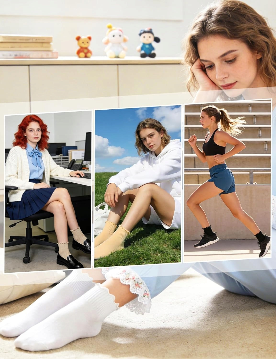Women's socks 5 pairs cotton with frills single color size 35-40 Manufacturer code 5908107478782