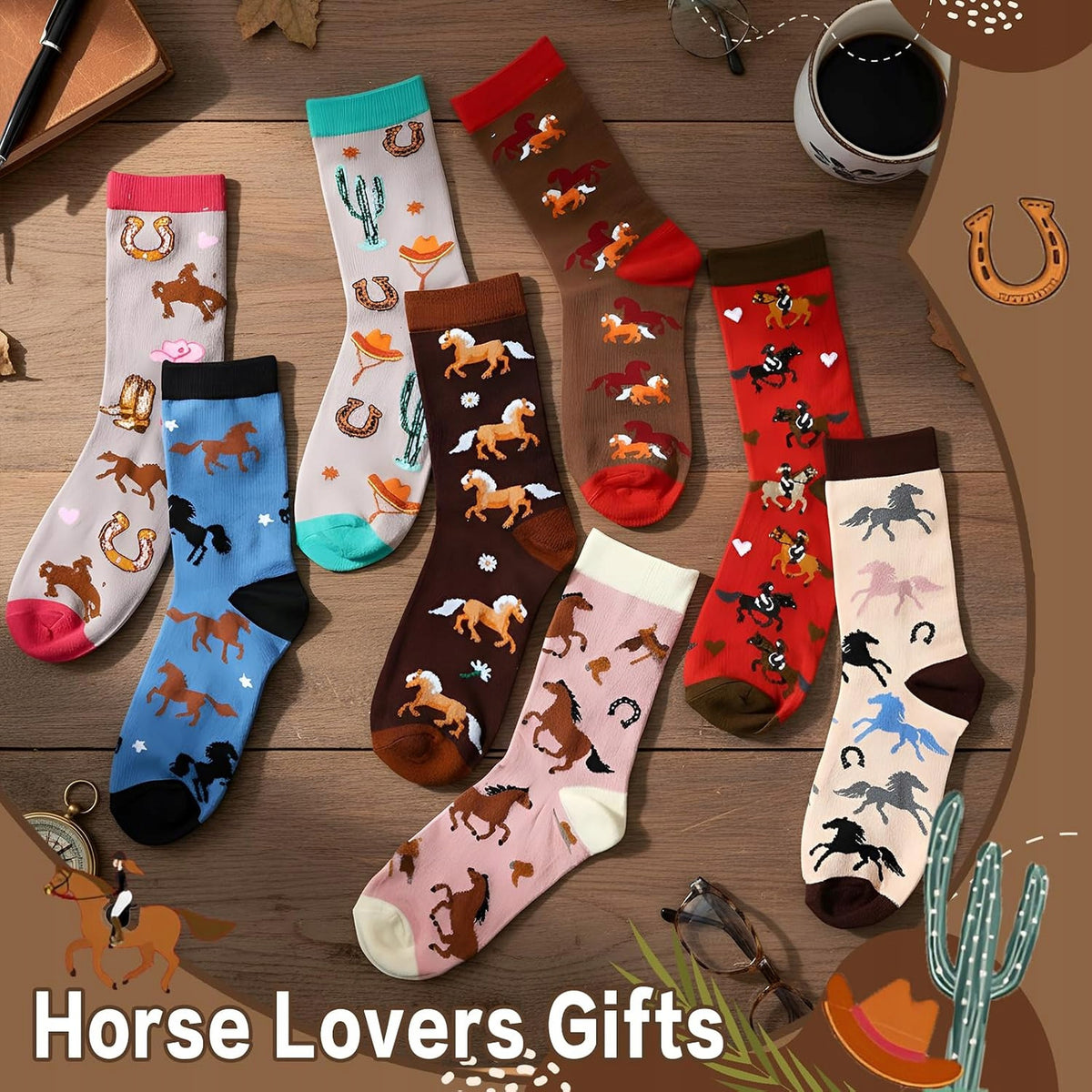 Women's sports socks for Christmas horse lovers 35-42 Brand no brand