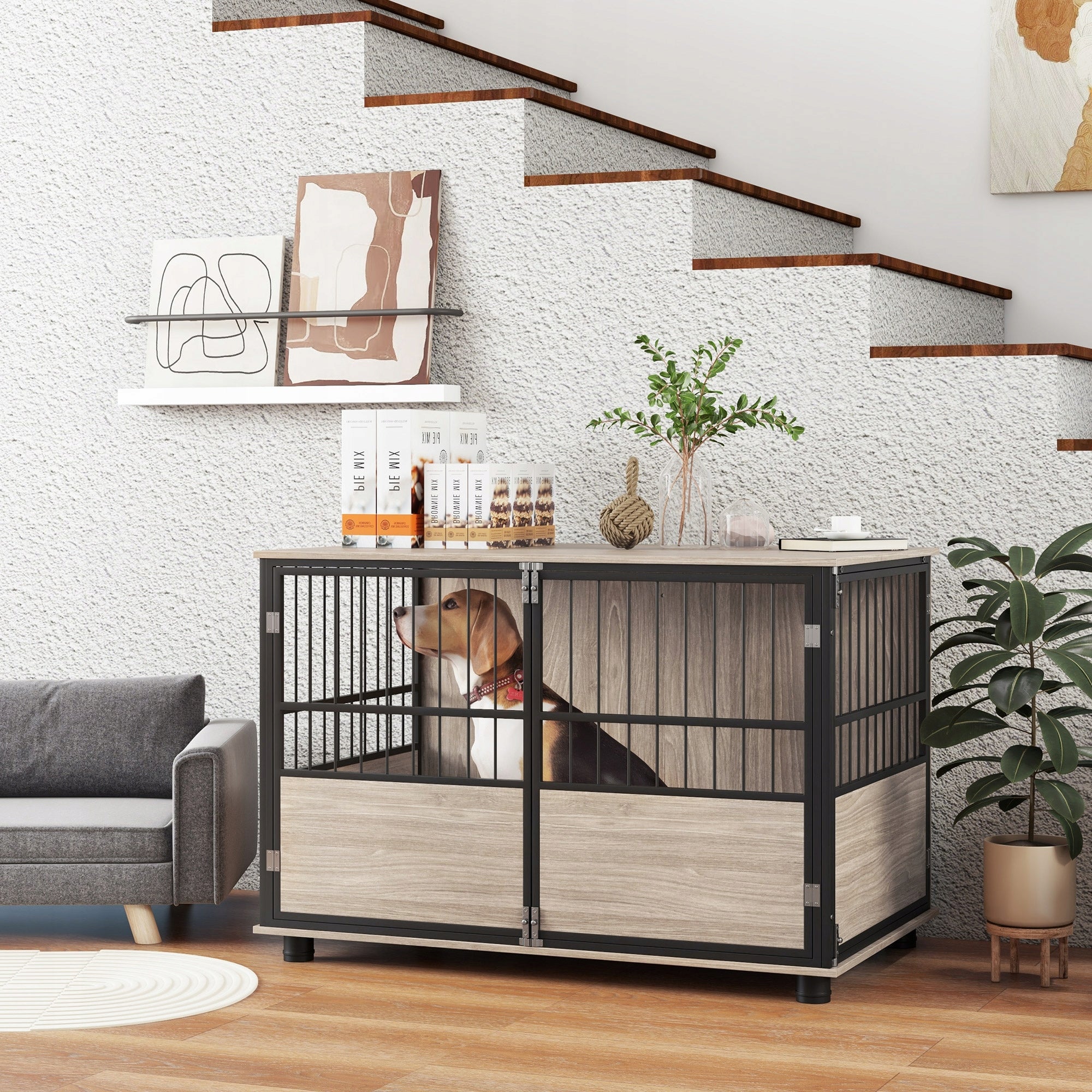 Wood cage PawHut large dog 60 x 100 x 68 cm