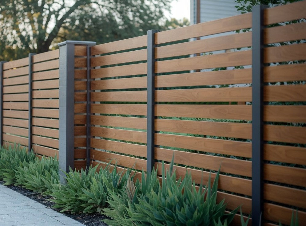 Wood-like metal bars profile 100x20 2,5mm for panel fence