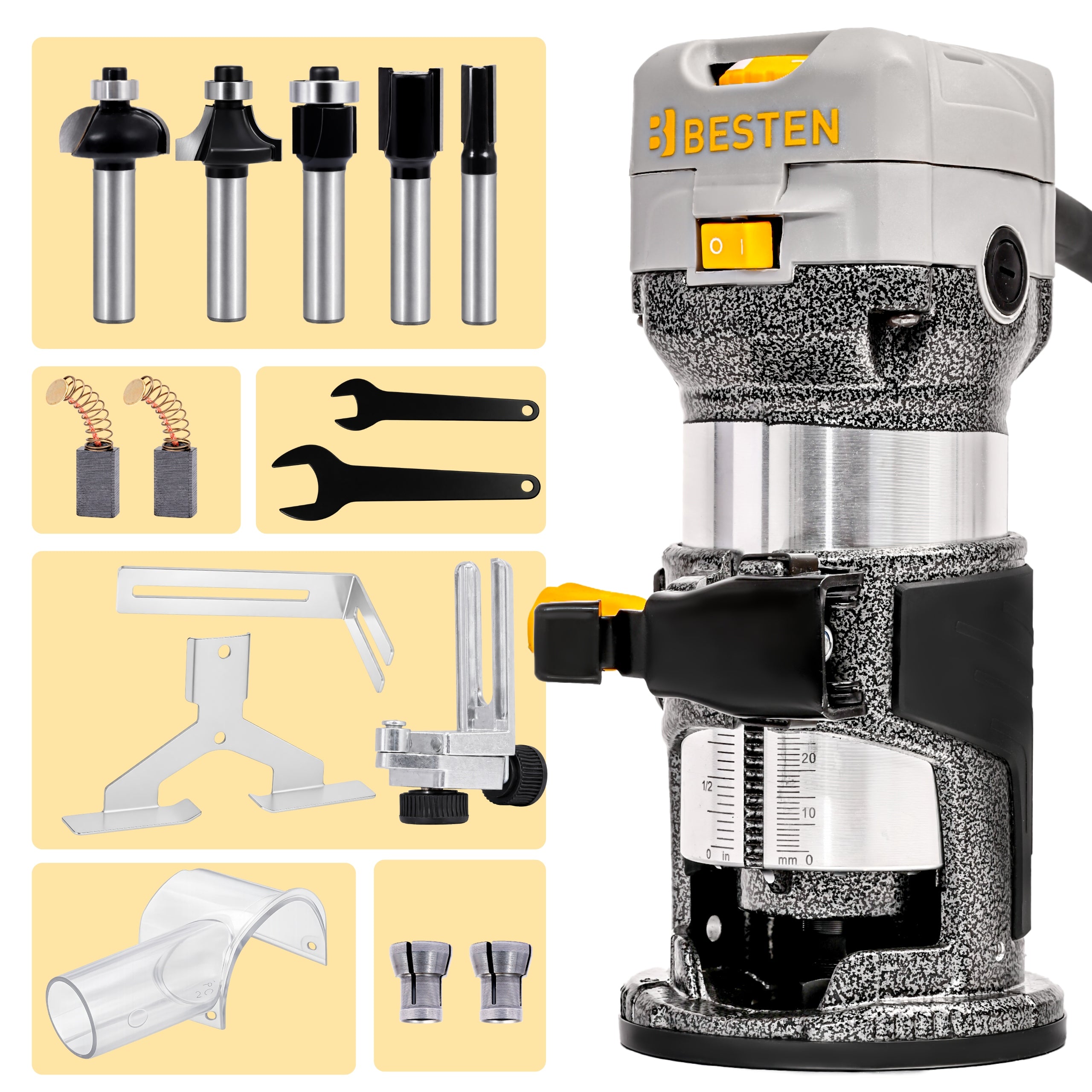 Wood milling machine high spindle manual electric Cutters 800W BESTEN Power supply mains