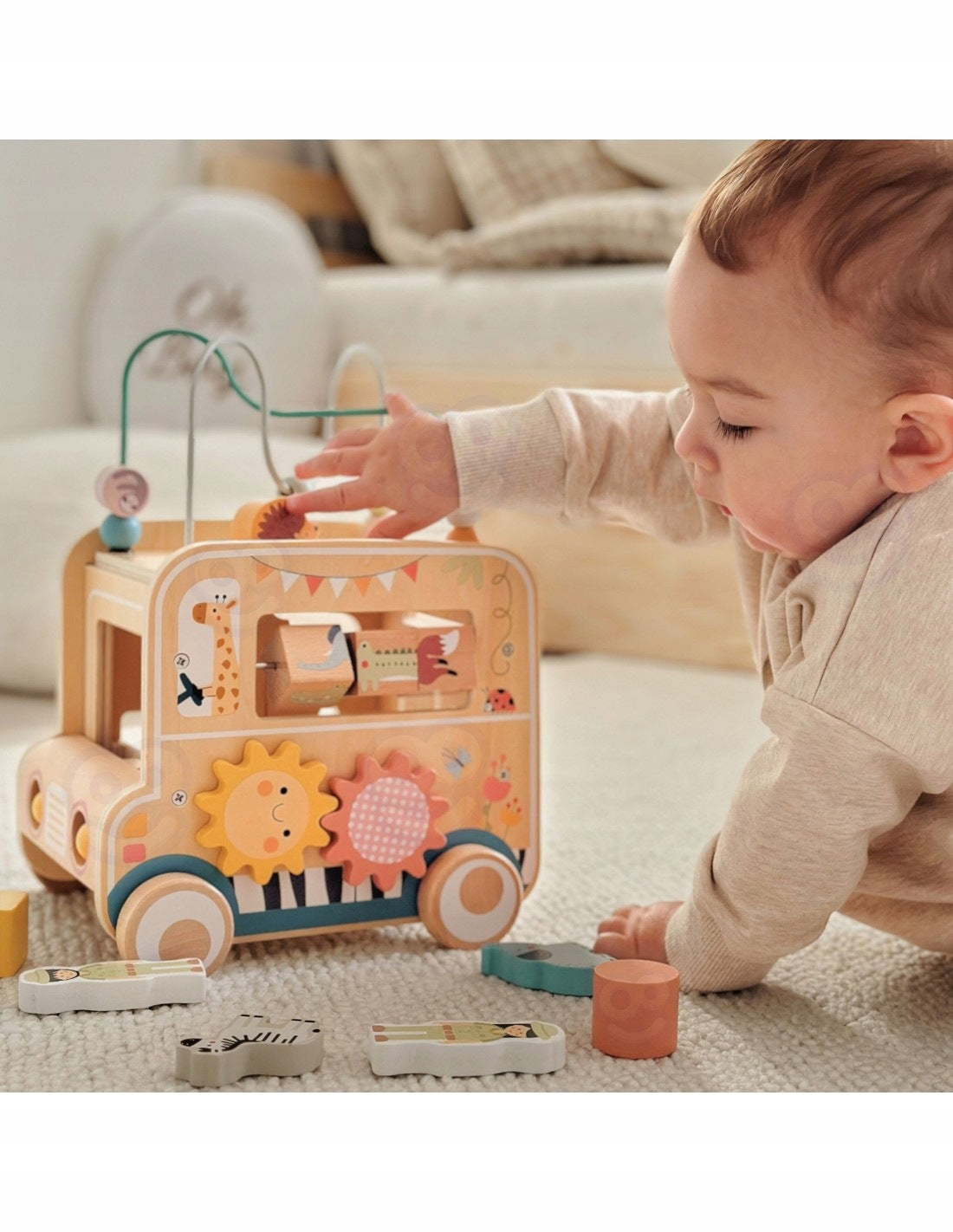 Wooden Activity Cube Educational Car Safari Kids Woopie Green Brand Woopie