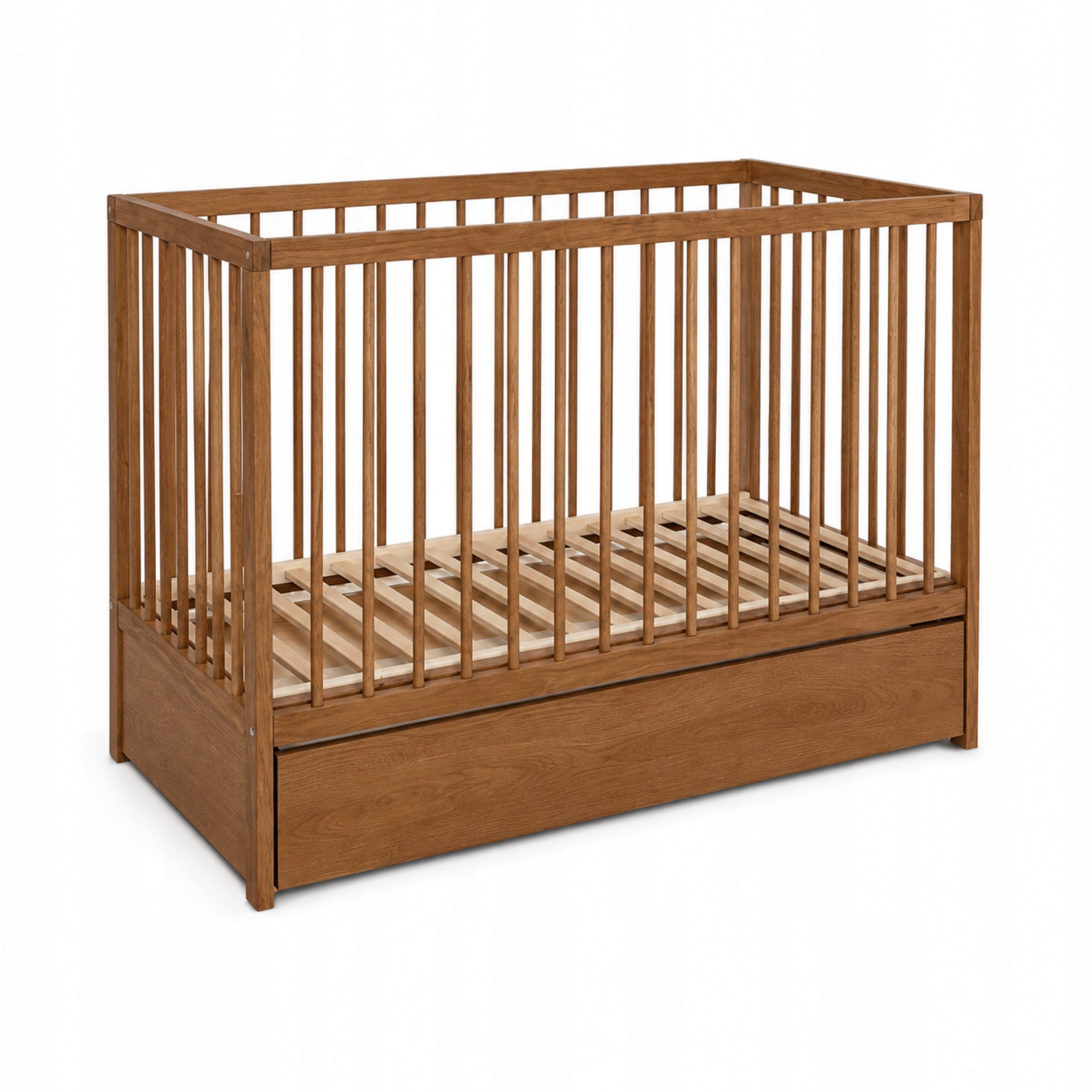 Wooden Baby Crib with Drawer and Barrier 2in1 - 120x60 cm Dodi