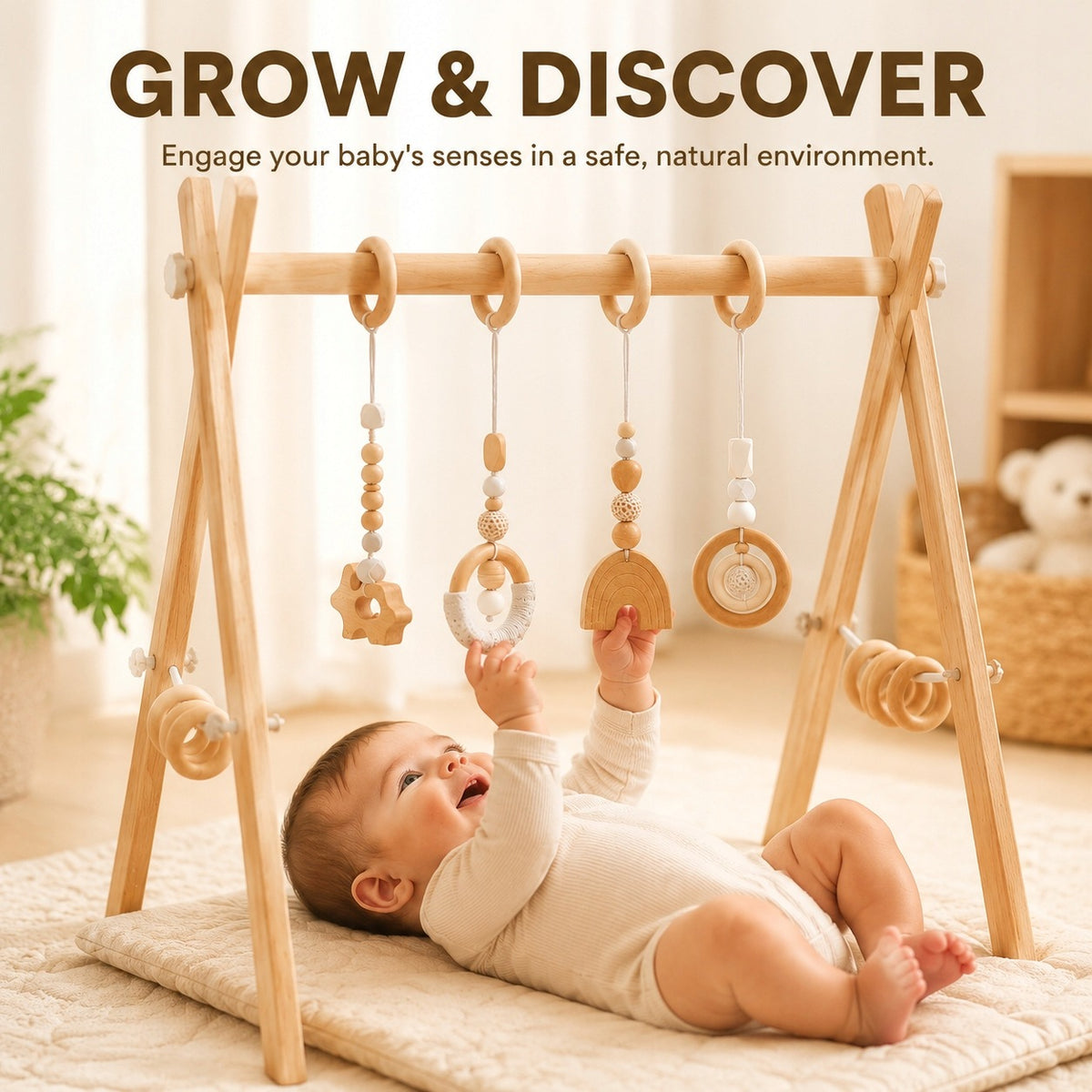 Wooden Baby Gym Educational Stand for Infants Sensory Manufacturer code 769642758266