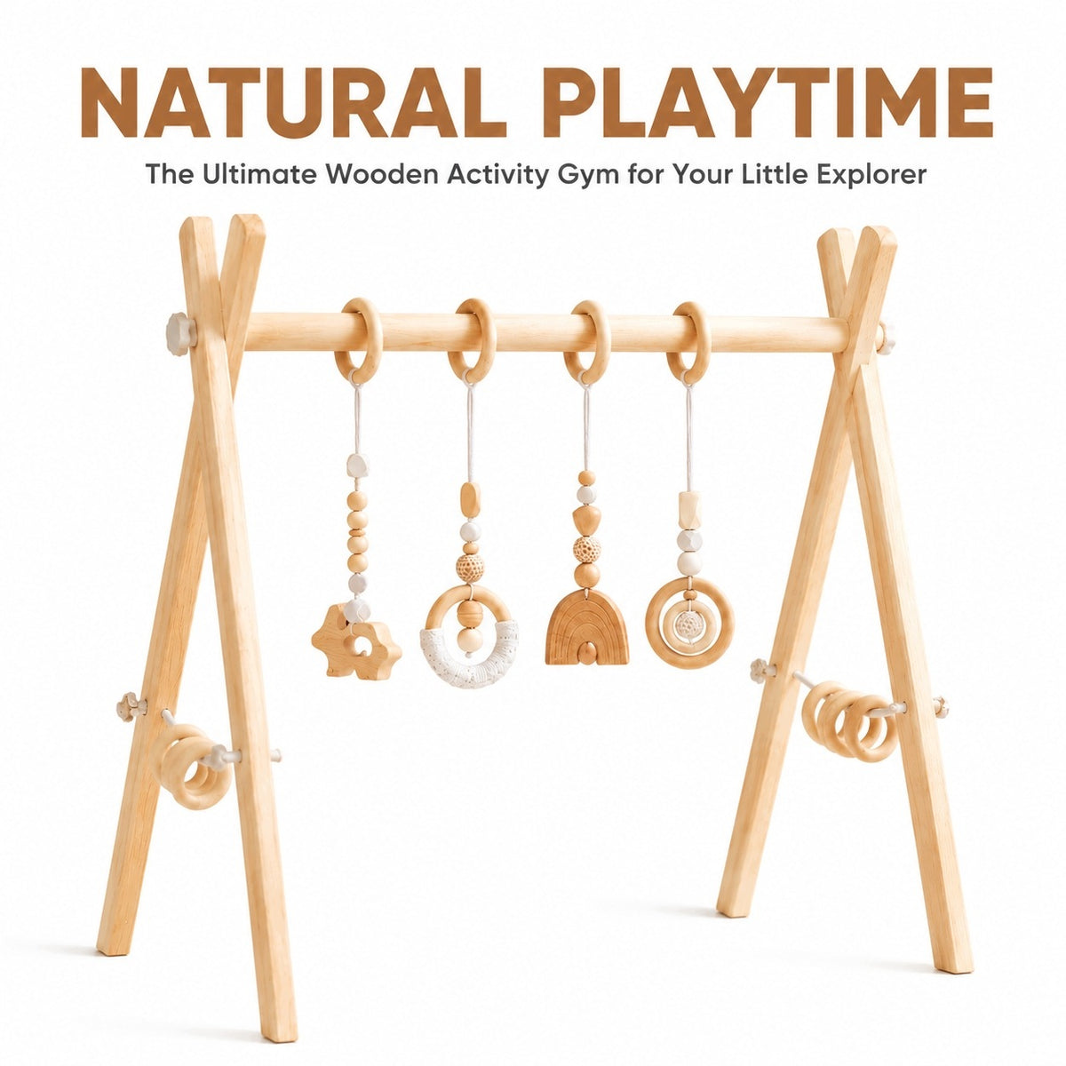 Wooden Baby Gym Educational Stand for Infants Sensory Packaging status original