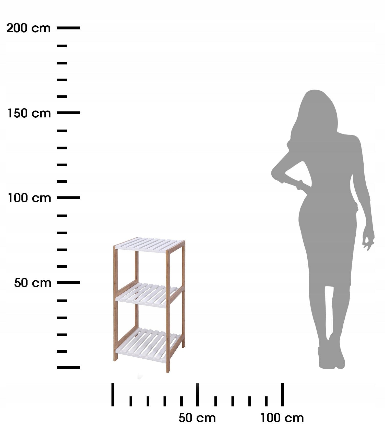 Wooden Bookcase white Scandi 3 shelves 79x33 cm Bathroom kitchen Shelf Packaging status original