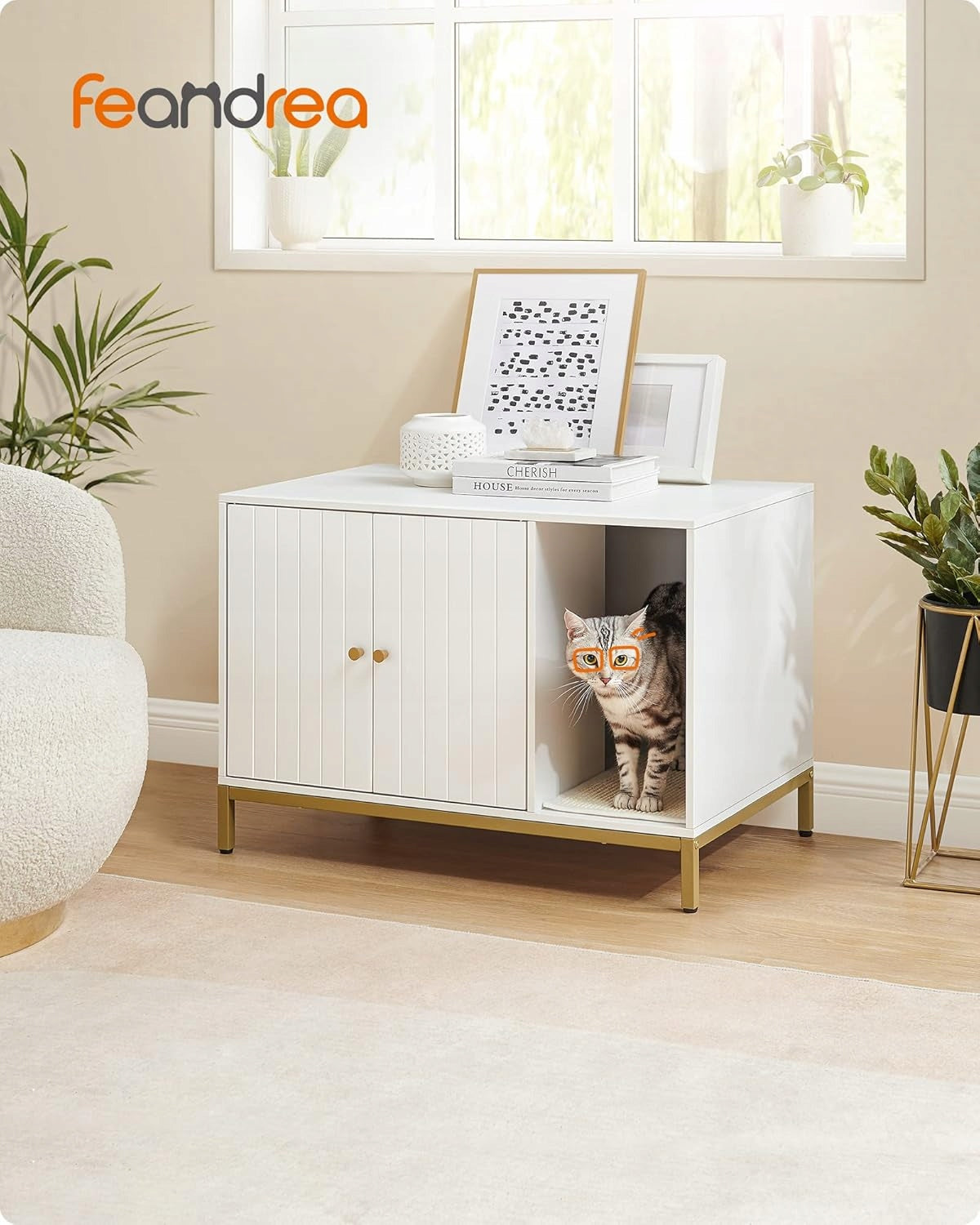 Wooden Cabinet Storage Cat House for Cuvette Bed Scratcher WHITE Manufacturer code 0099923718222