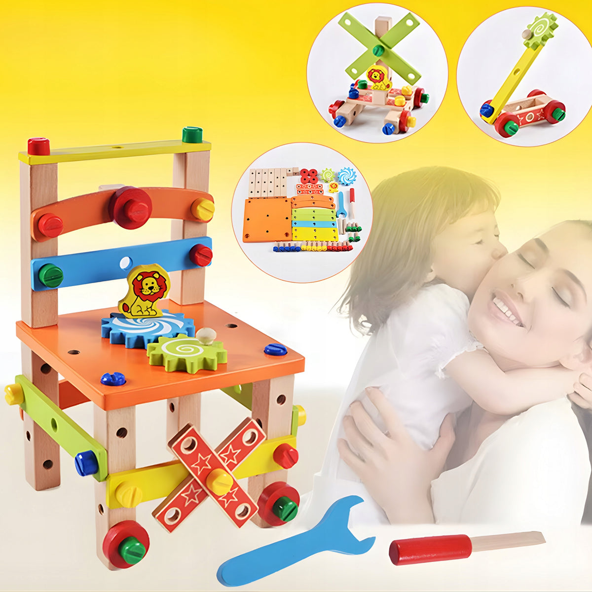 Wooden Chair DIY Assembly for Kids XXL DIY Kit Manufacturer code Krzesełko monessori dla dzieci kreatywne