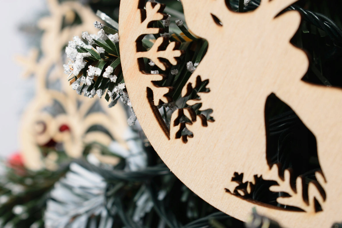 Wooden Christmas tree baubles set of decoration baubles 20 pcs elegant eco Packaging status original