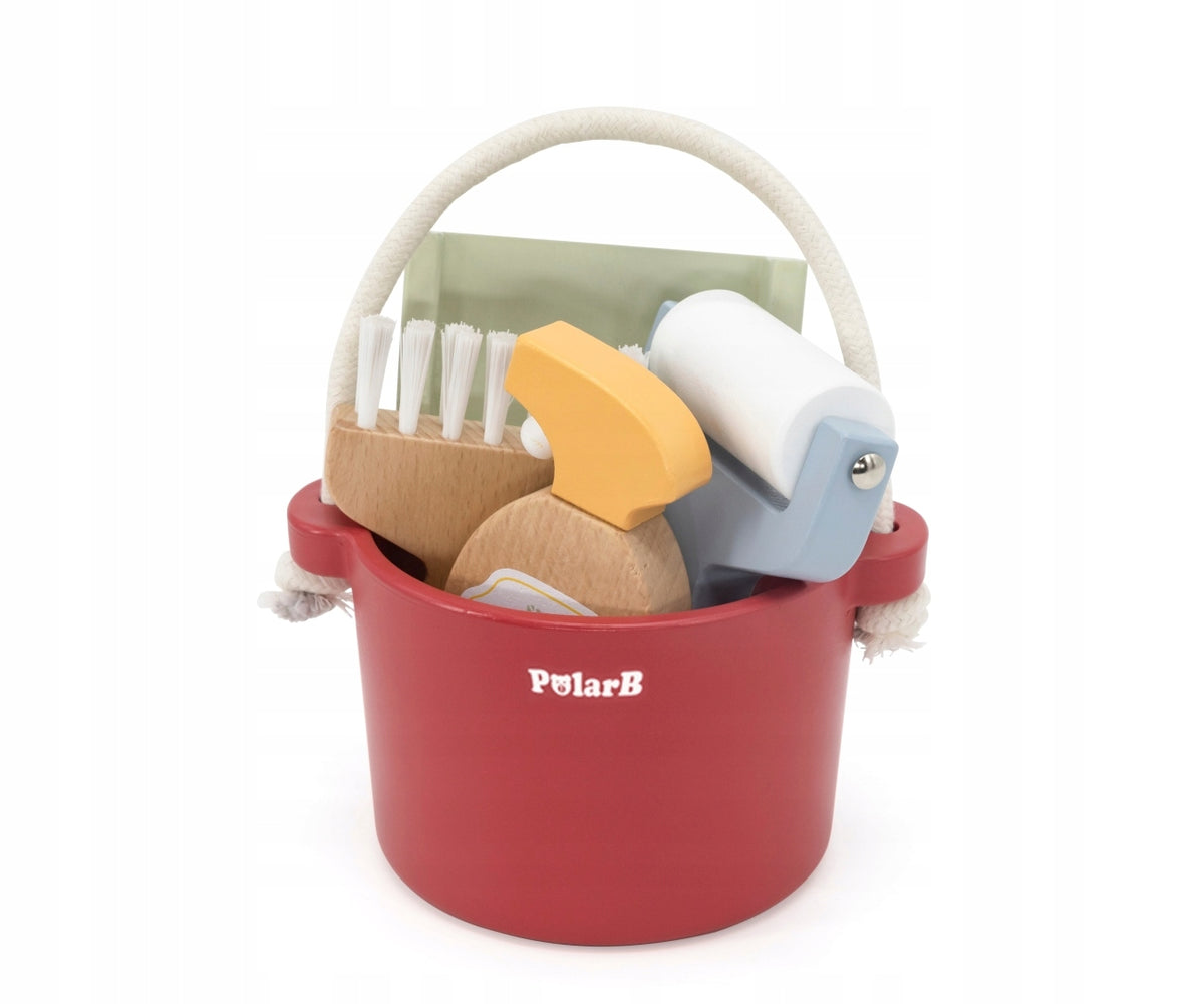 Wooden Cleaning Kit with Bucket for Kids Developmental Toys Packaging status original