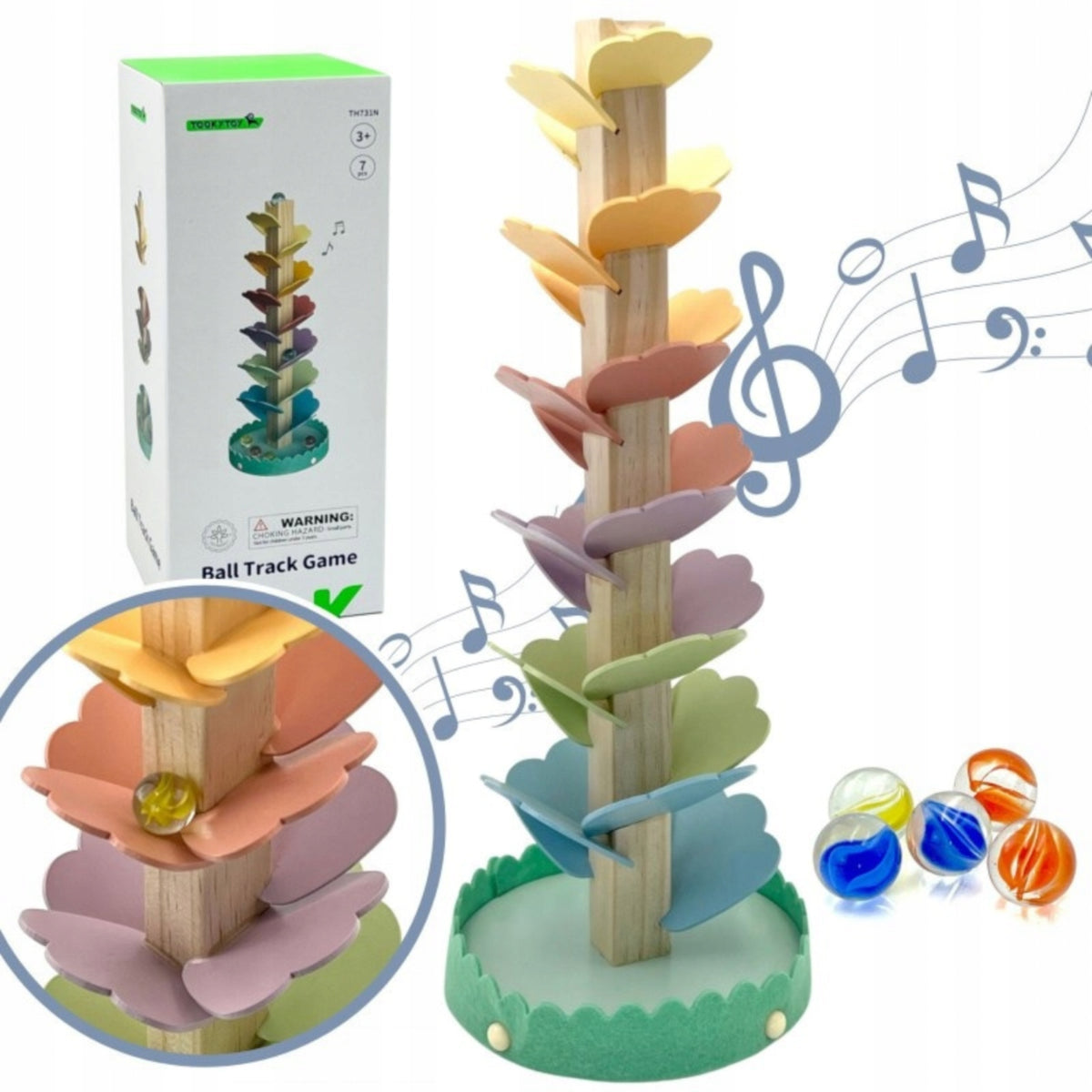 Wooden Colorful Montessori Ball Tower with Balls 3+