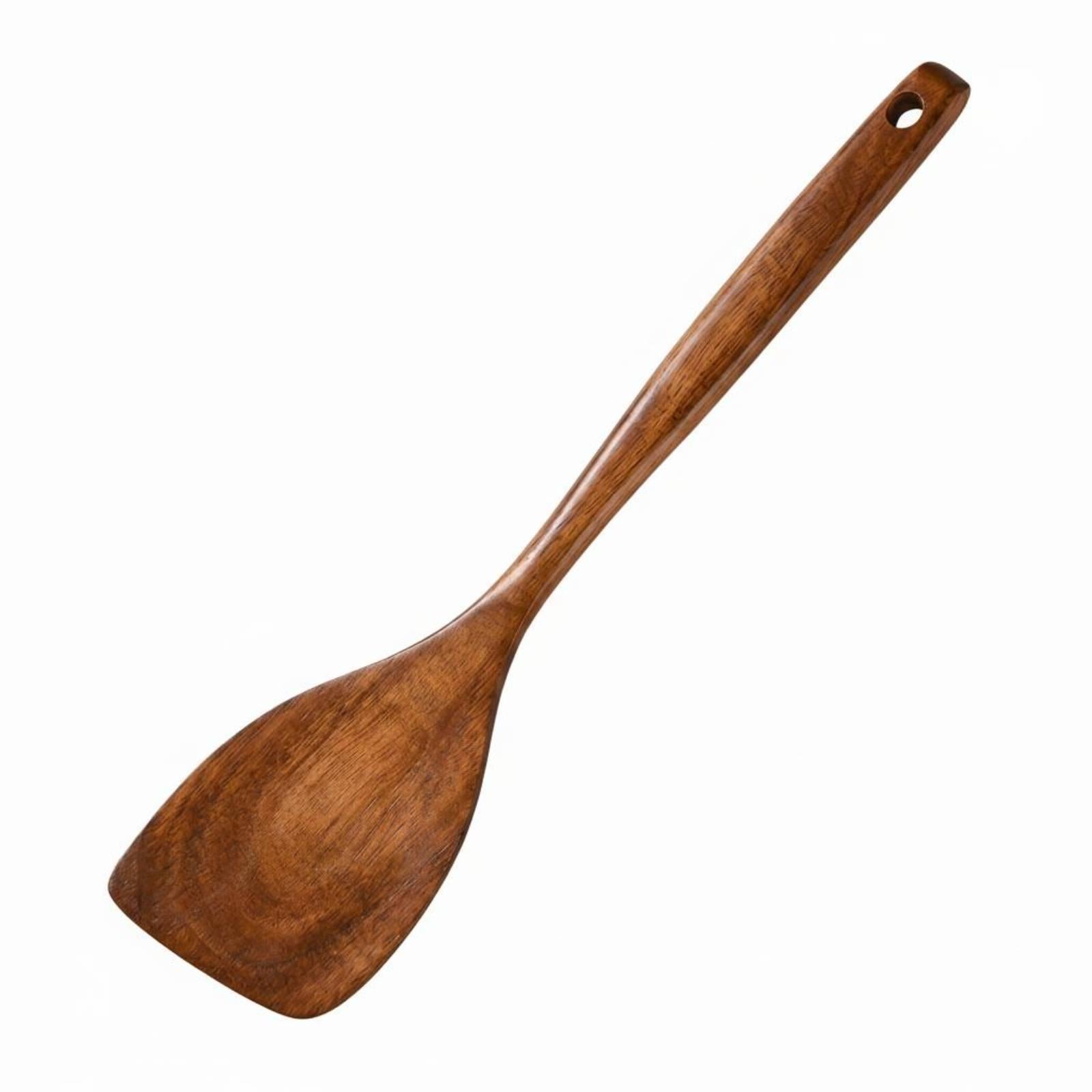 Wooden Cooking Utensils Polished Teak Wood Kitchen Tool Thick Slant Spatula
