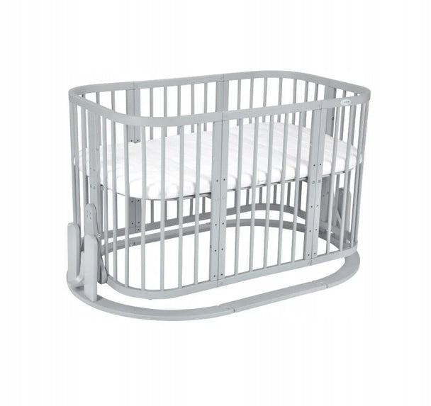 Wooden Crib with CRADLE 7in1 with Mattress - Grey