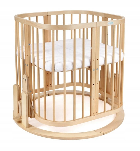 Wooden Crib with CRADLE 7in1 with Mattress - Natural Packaging status original