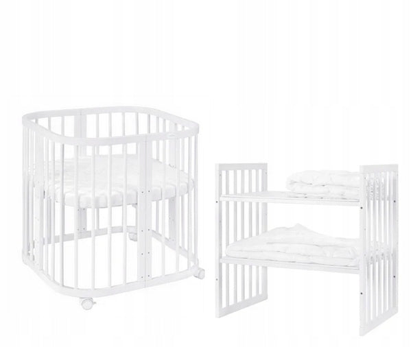 Wooden Crib with CRADLE 7in1 with Mattress - White Manufacturer code 1